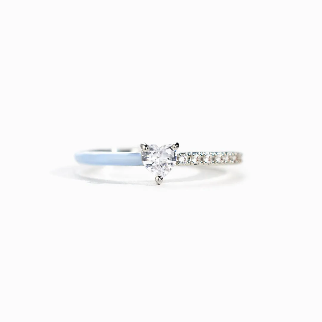Love Me Until I'm Me Again Heart-Cut Half Enamel Ring