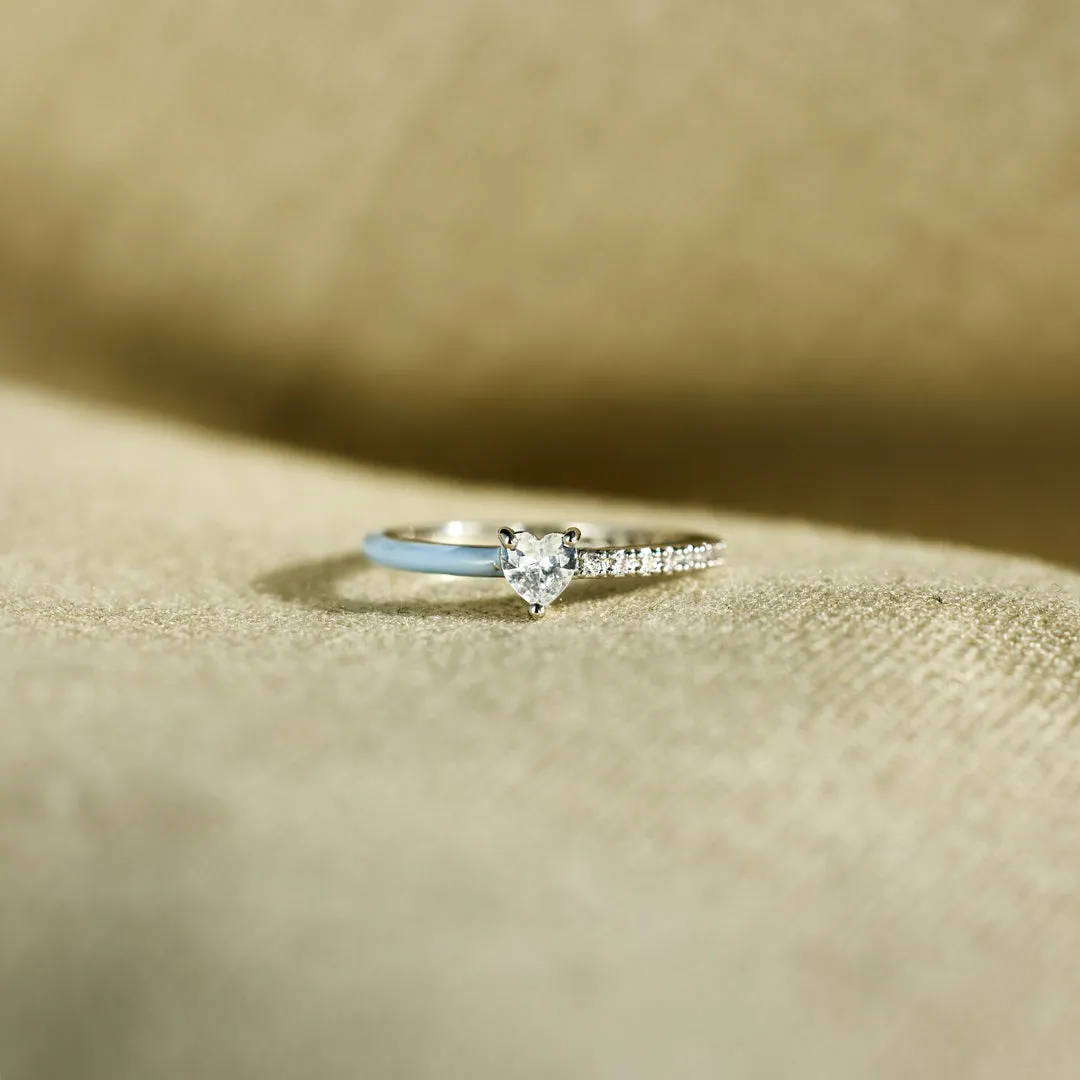 Love Me Until I'm Me Again Heart-Cut Half Enamel Ring