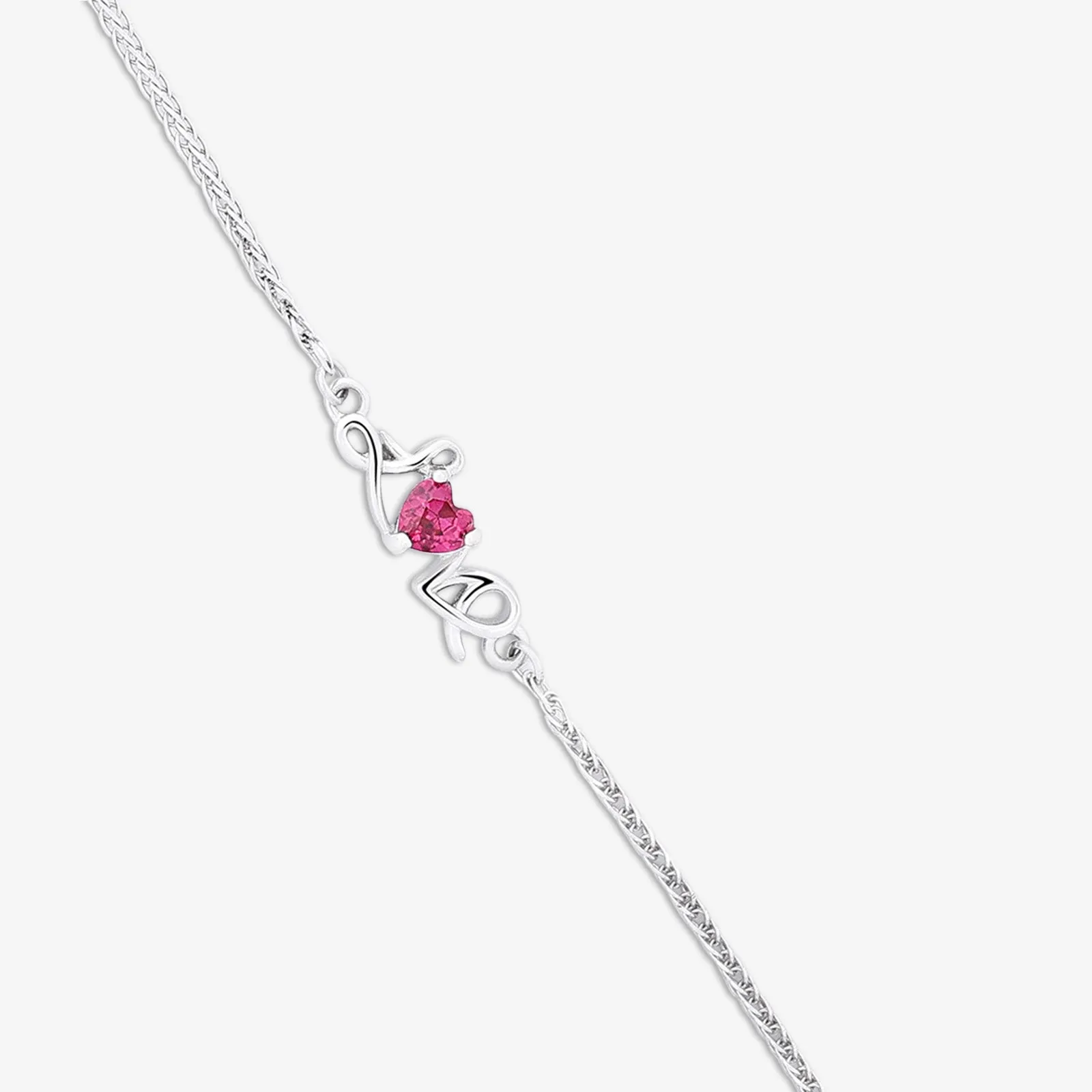 Love With Romantic Red Heart 925 Sterling Silver Bracelet