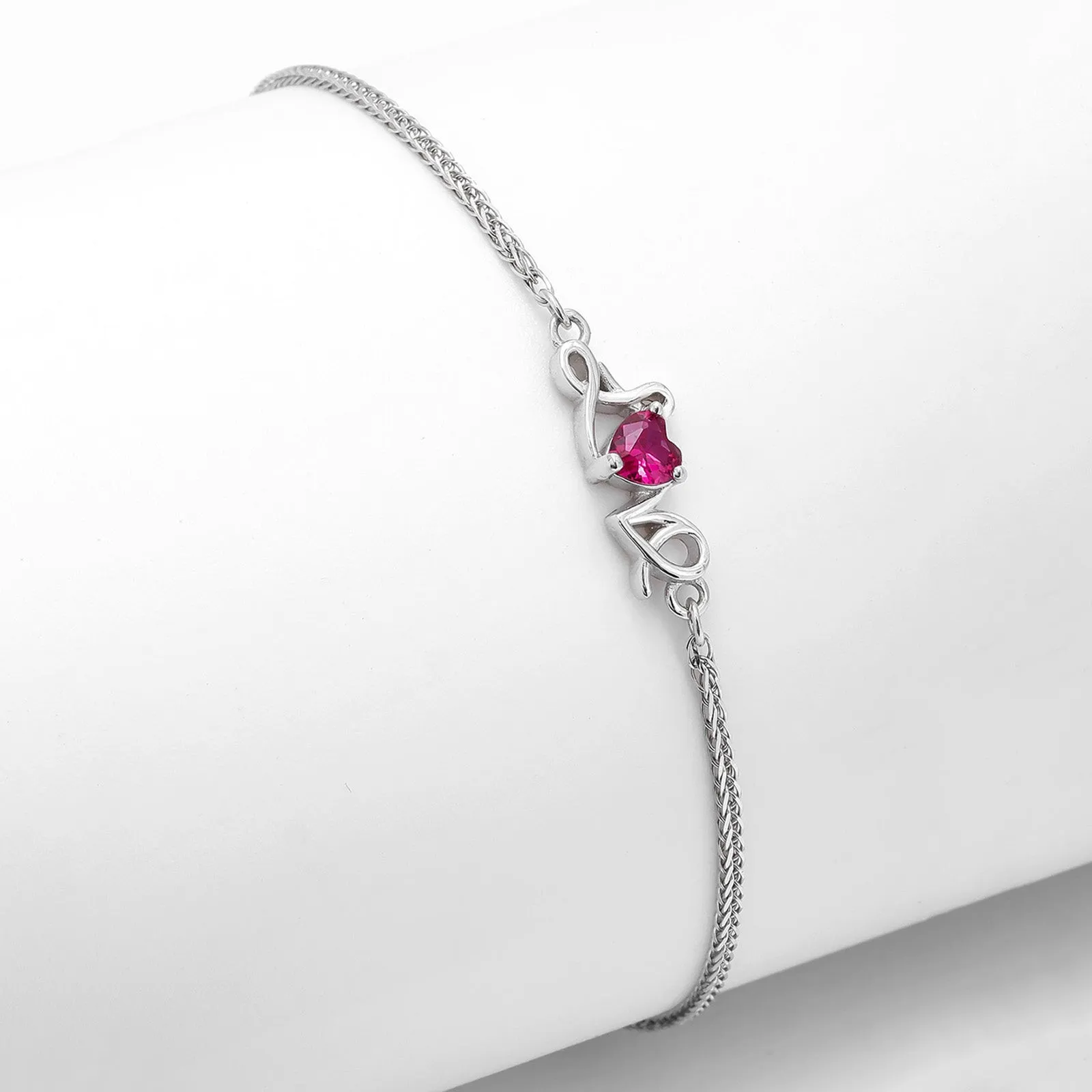 Love With Romantic Red Heart 925 Sterling Silver Bracelet