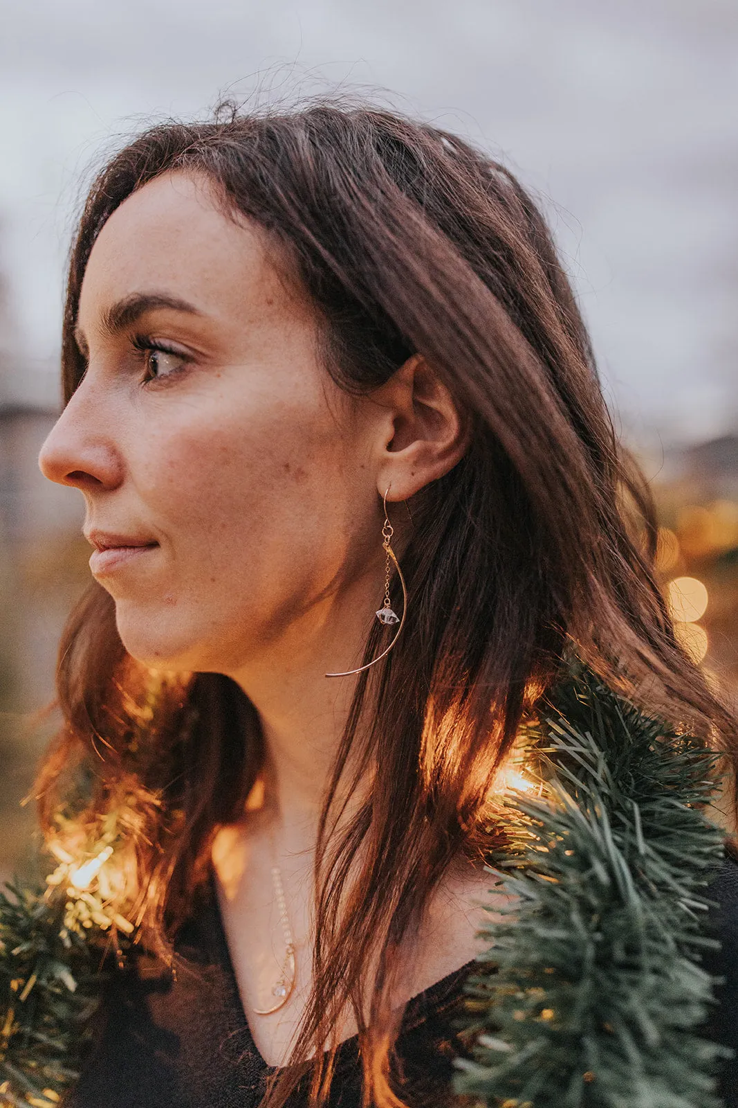 Lunar Herkimer Earrings