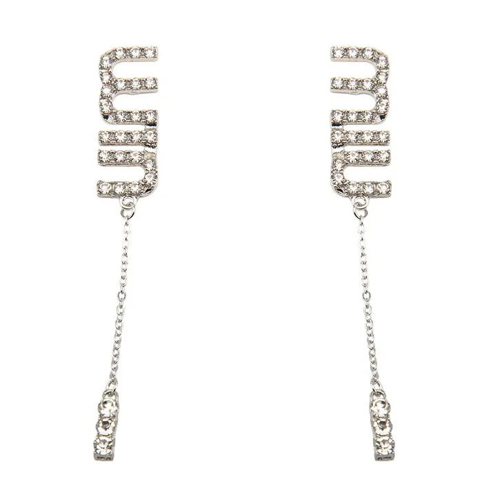 Luxurious Full Rhinestone Letter Earrings