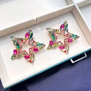 Luxury Star Girl Multi Crystal Drop Earrings S925