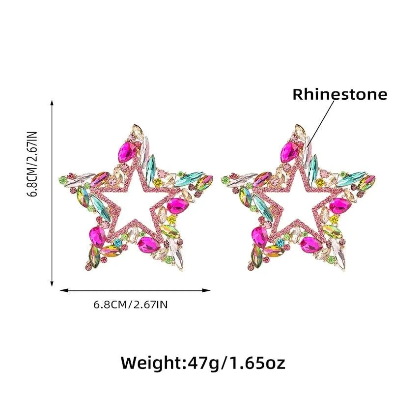 Luxury Star Girl Multi Crystal Drop Earrings S925
