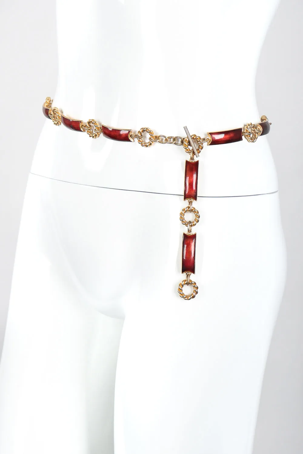 Mahogany Enamel Chain Belt