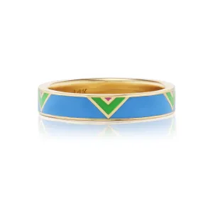 Malibu Chevron Enamel Cocktail Band Ring