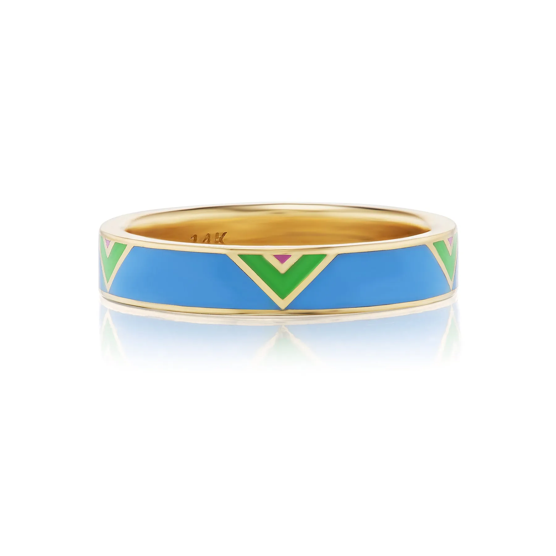 Malibu Chevron Enamel Cocktail Band Ring