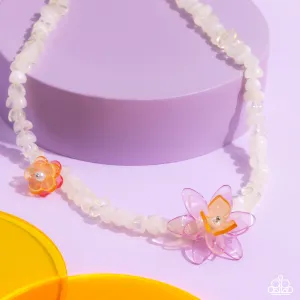 Malibu Master - Multi - Purple, Pink, Yellow Flower White Bead Paparazzi Short Necklace