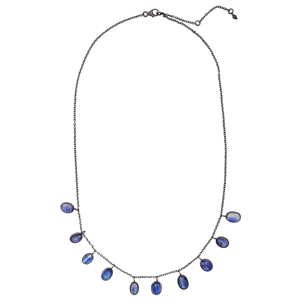 Many Moons Necklace in Kyanite & Antiqued Sterling