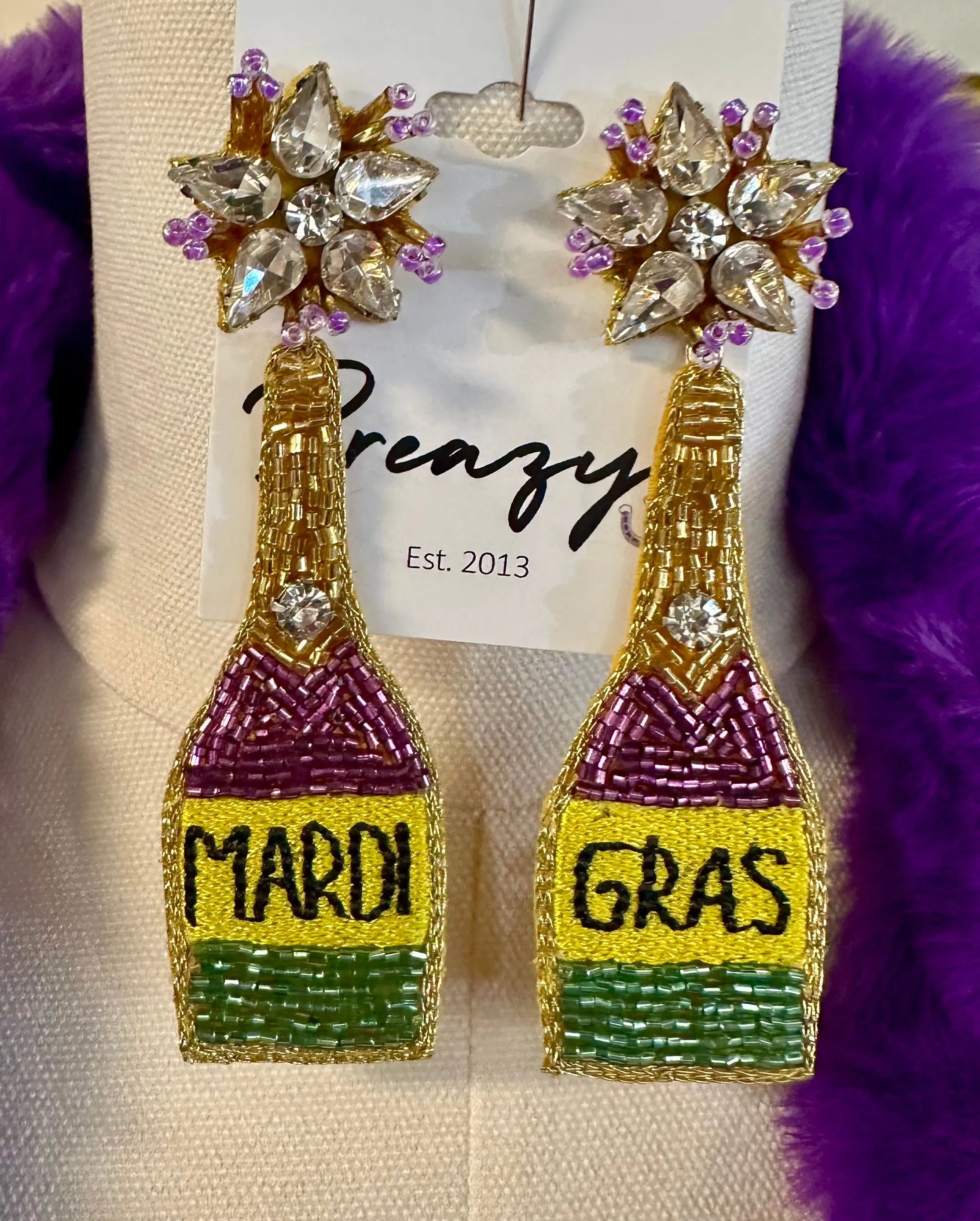 Mardi Gras Bottle Earrings