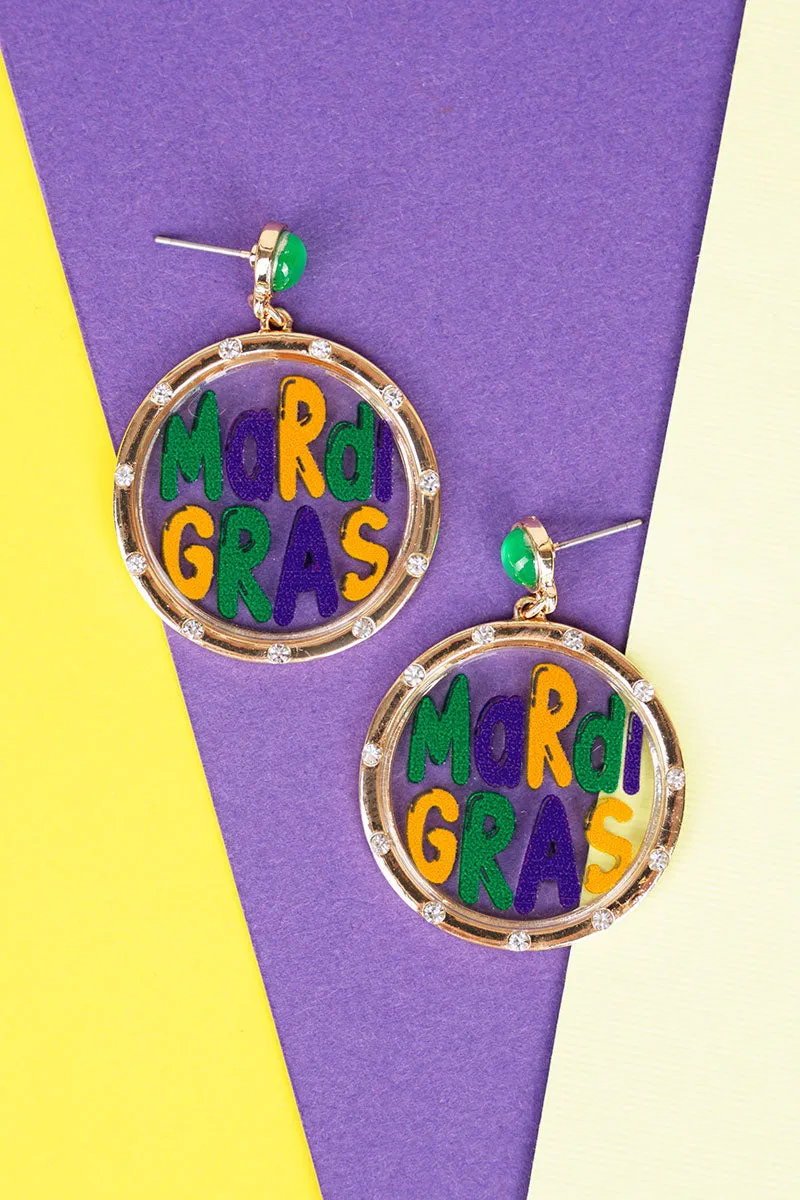 Mardi Gras is a state of mind Goldtone Earrings