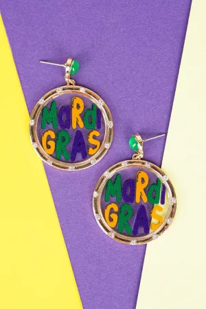 Mardi Gras is a state of mind Goldtone Earrings