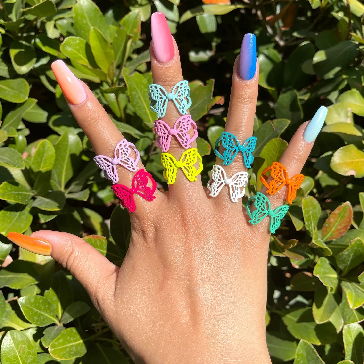 Mariposa Butterfly Ring Enamel Statement Jewelry Open Adjustable Ring Y2K Colorful Ring