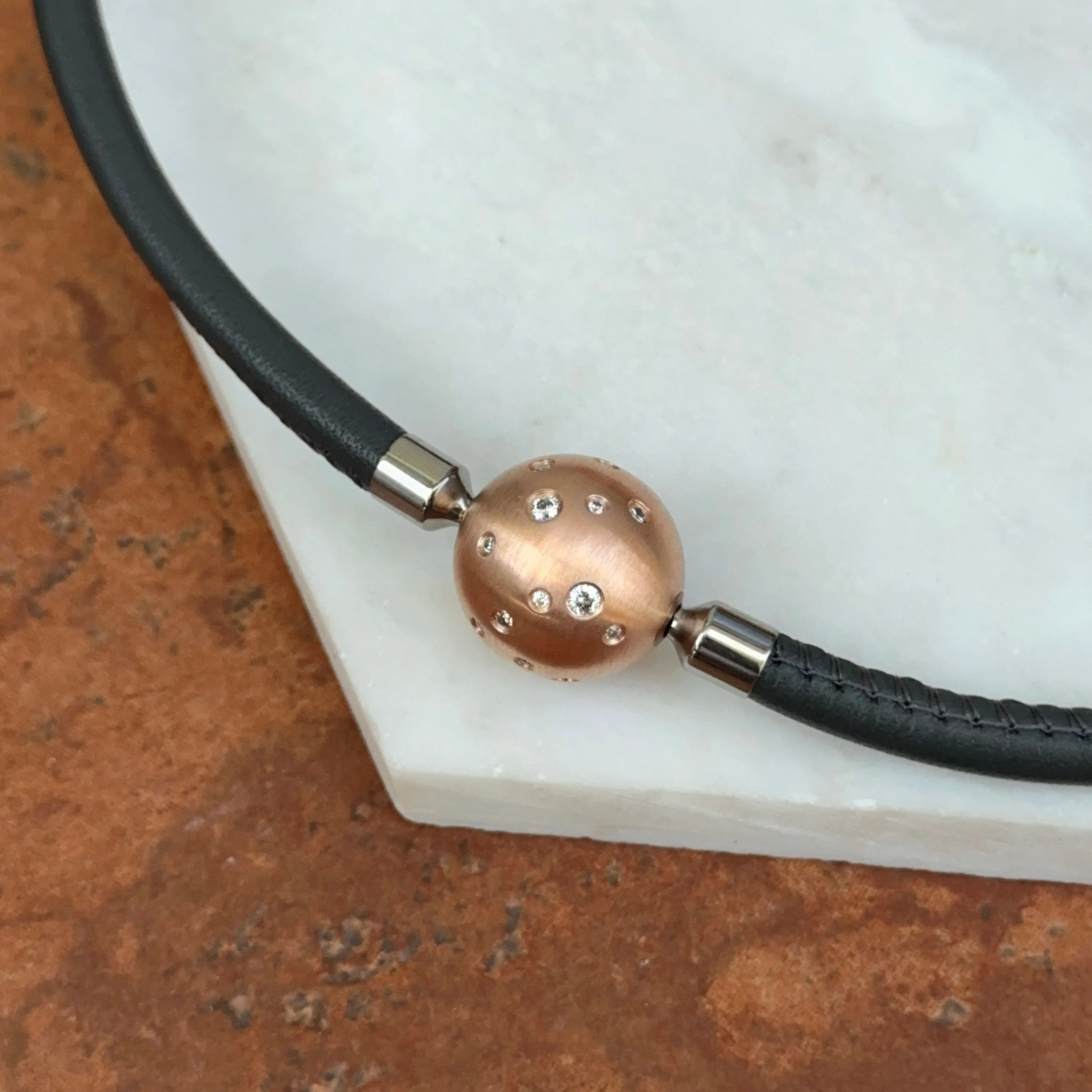 Matte Rose Gold Plated Stainless Steel 16mm Gypsy Set CZ Ball Swap Pendant
