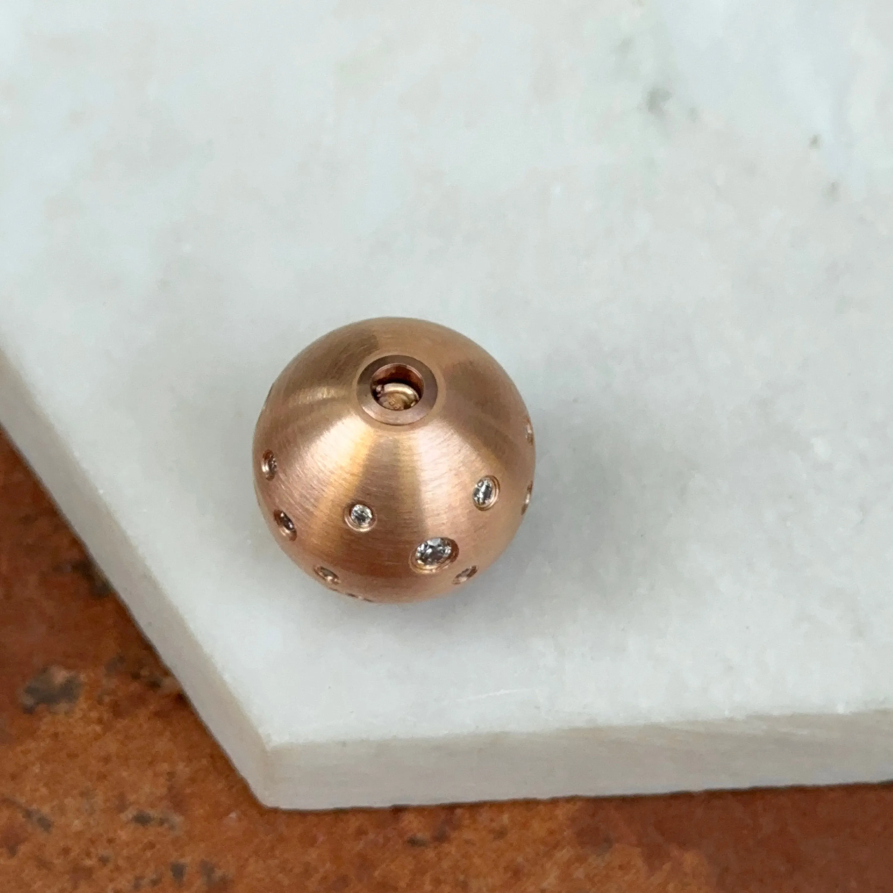 Matte Rose Gold Plated Stainless Steel 16mm Gypsy Set CZ Ball Swap Pendant