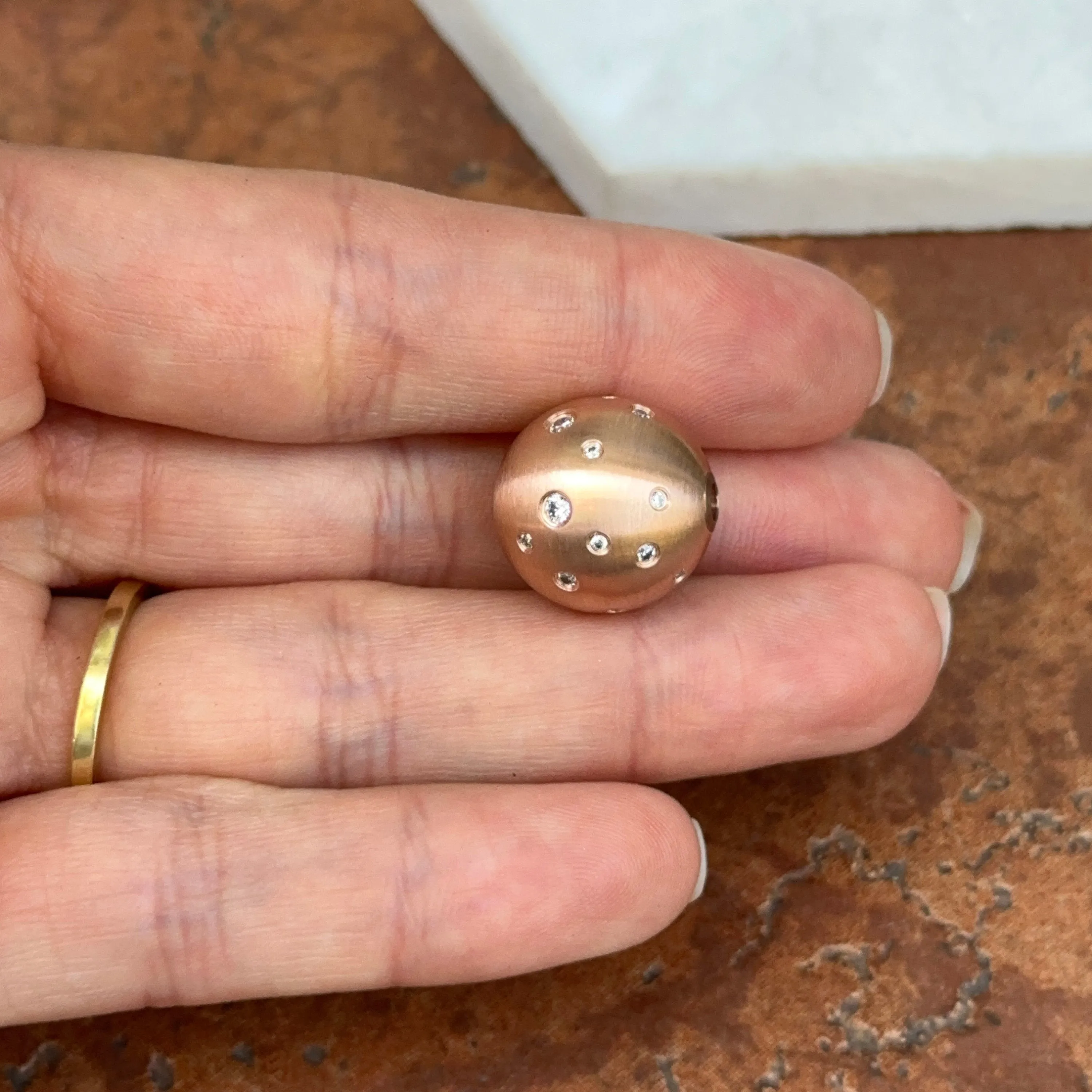 Matte Rose Gold Plated Stainless Steel 16mm Gypsy Set CZ Ball Swap Pendant