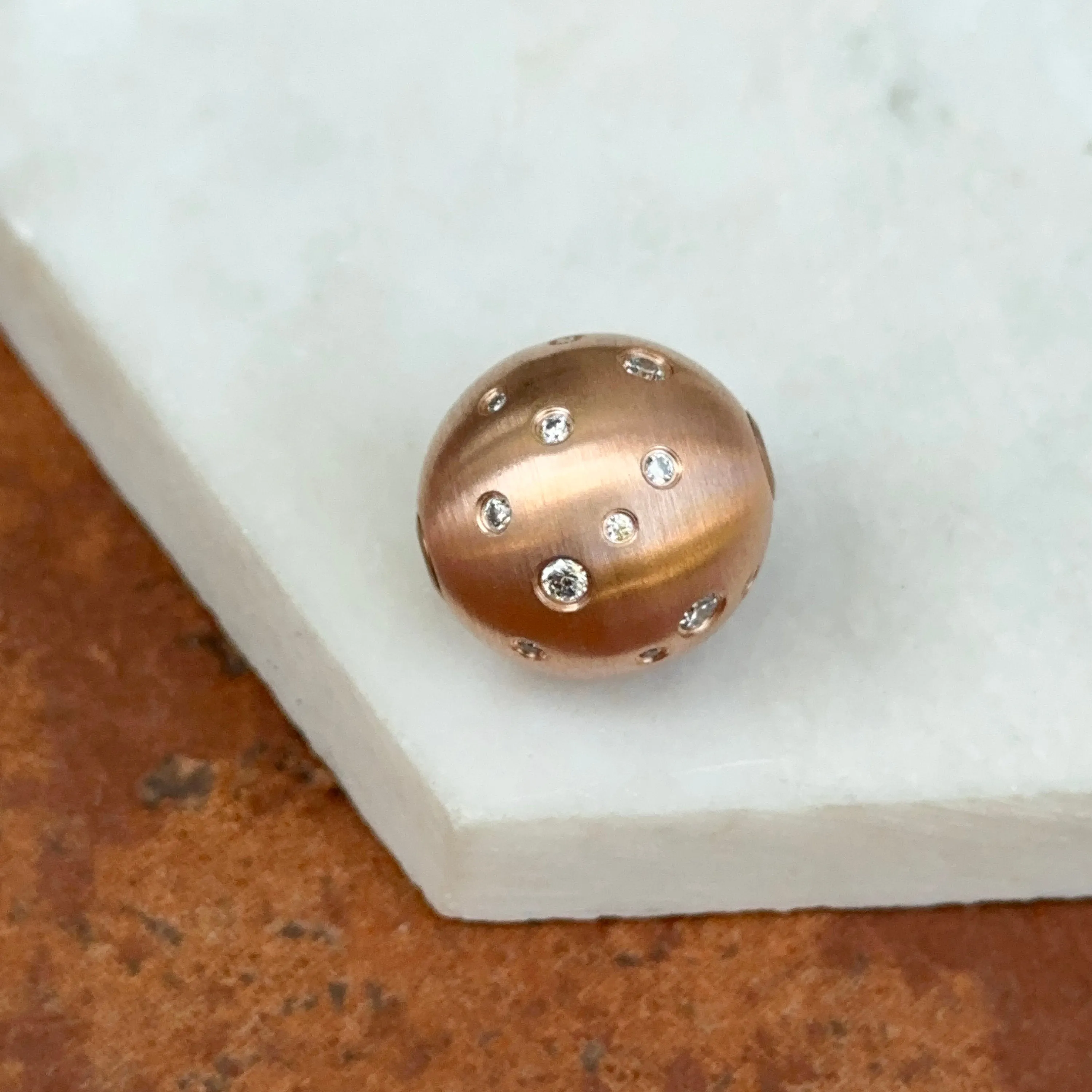 Matte Rose Gold Plated Stainless Steel 16mm Gypsy Set CZ Ball Swap Pendant