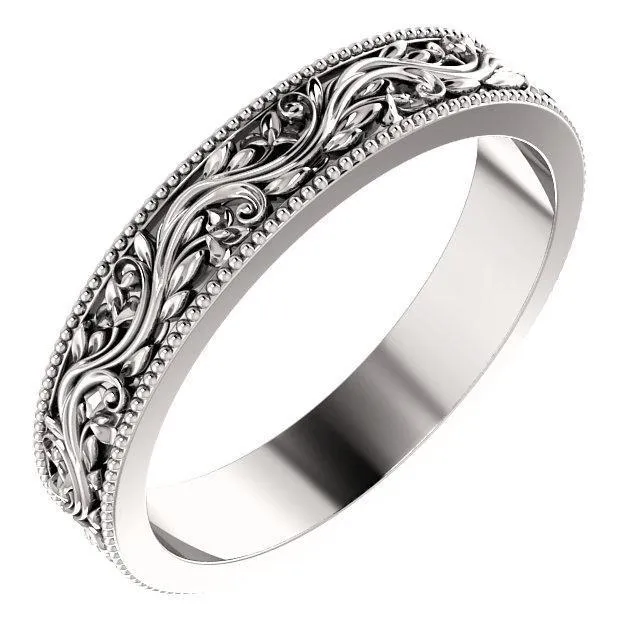 Matthew Sculptural-Inspired Milgrain Wedding Band
