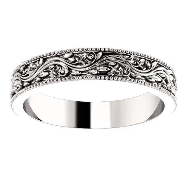 Matthew Sculptural-Inspired Milgrain Wedding Band