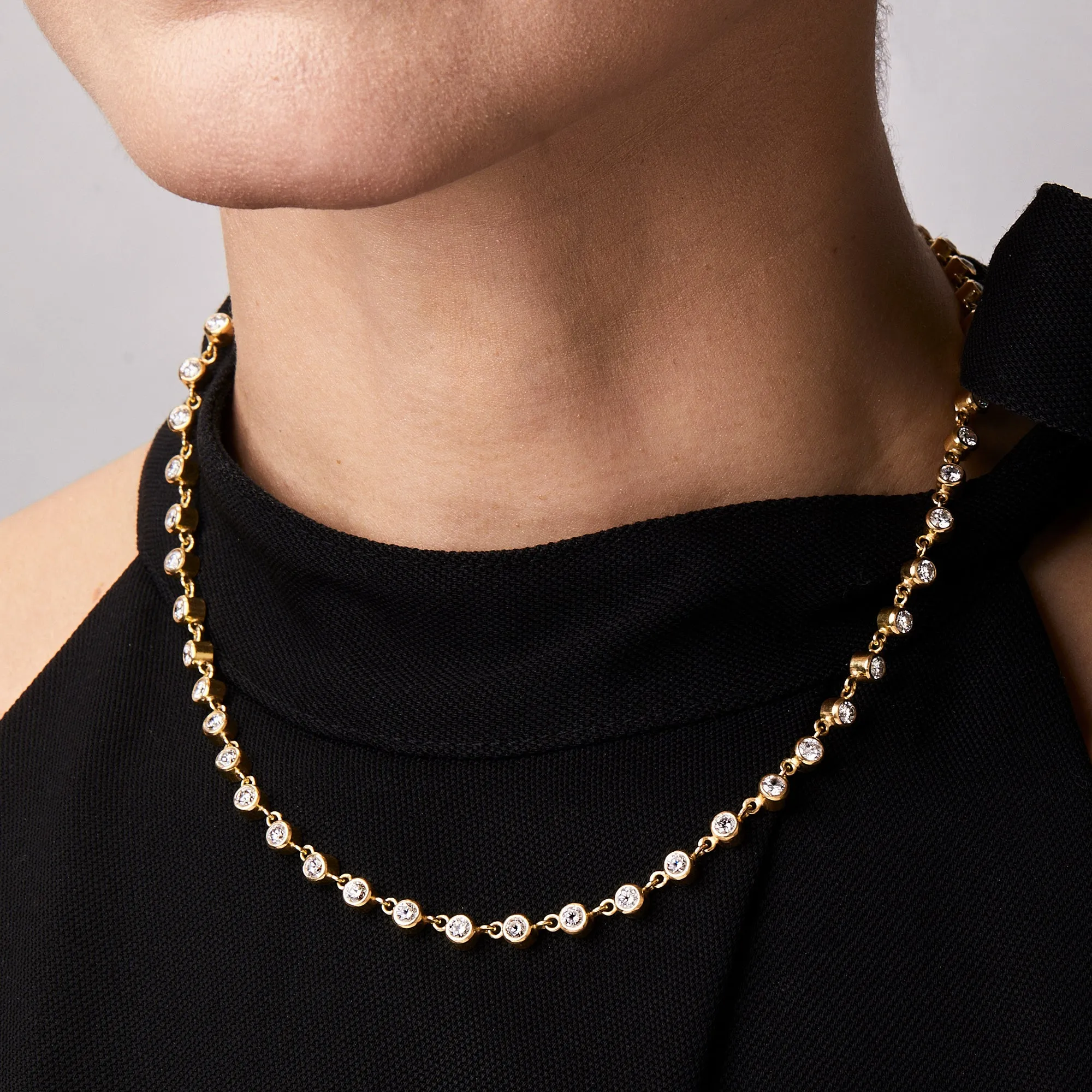 Meadow Rivière Diamond Necklace in 20K Peach Gold- 16"