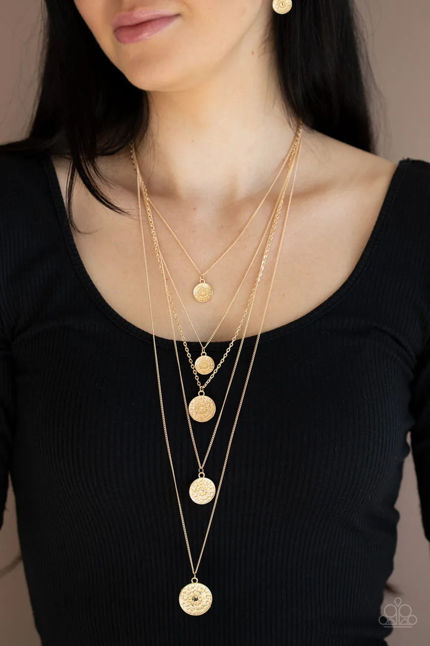 Medallion Marvel Gold Paparazzi Necklace