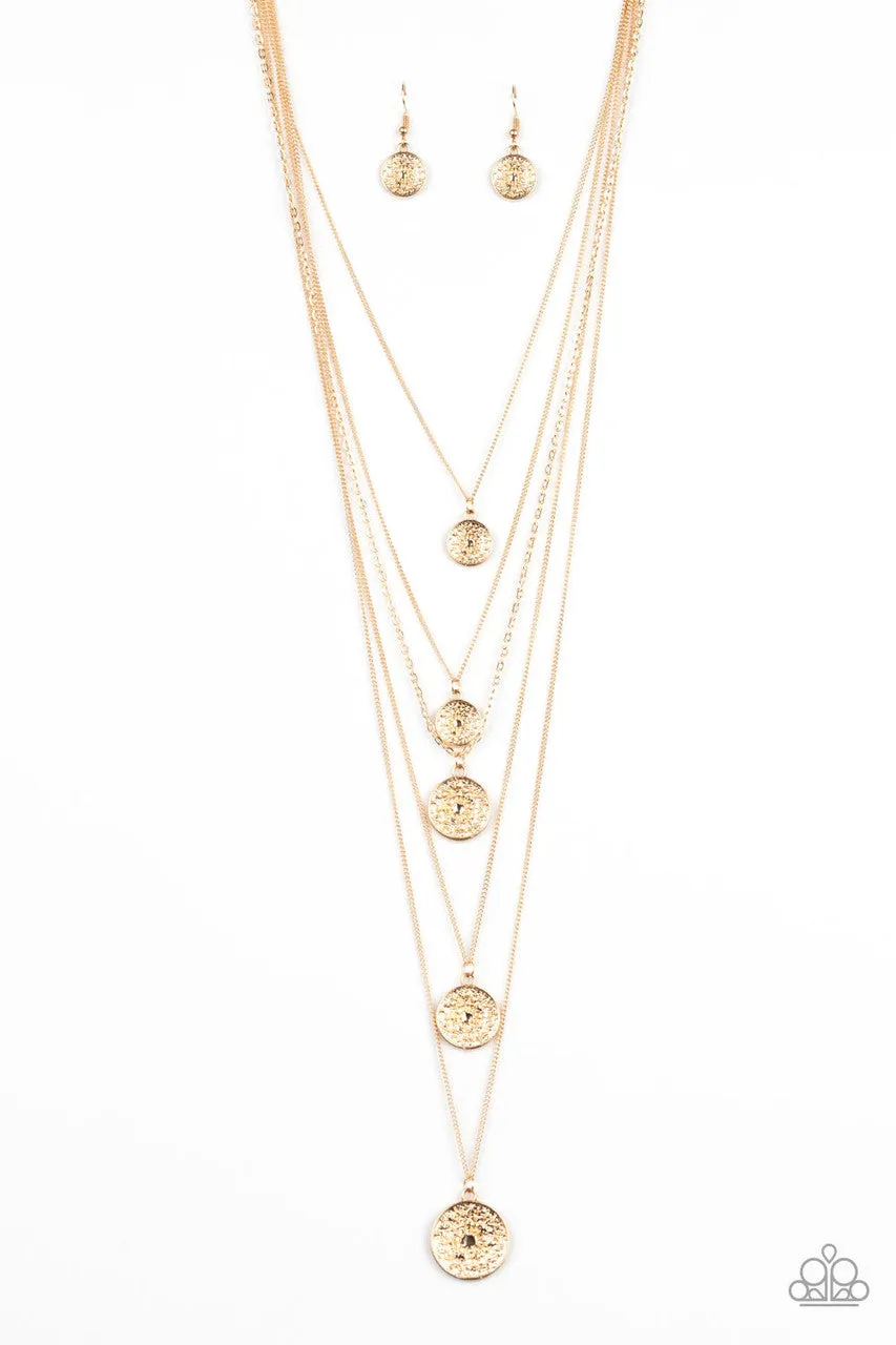 Medallion Marvel Gold Paparazzi Necklace