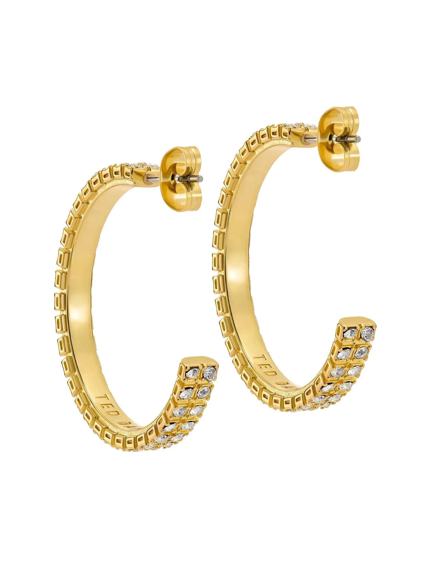 Mellia Medium Double Crystal Hoop Earring Gold