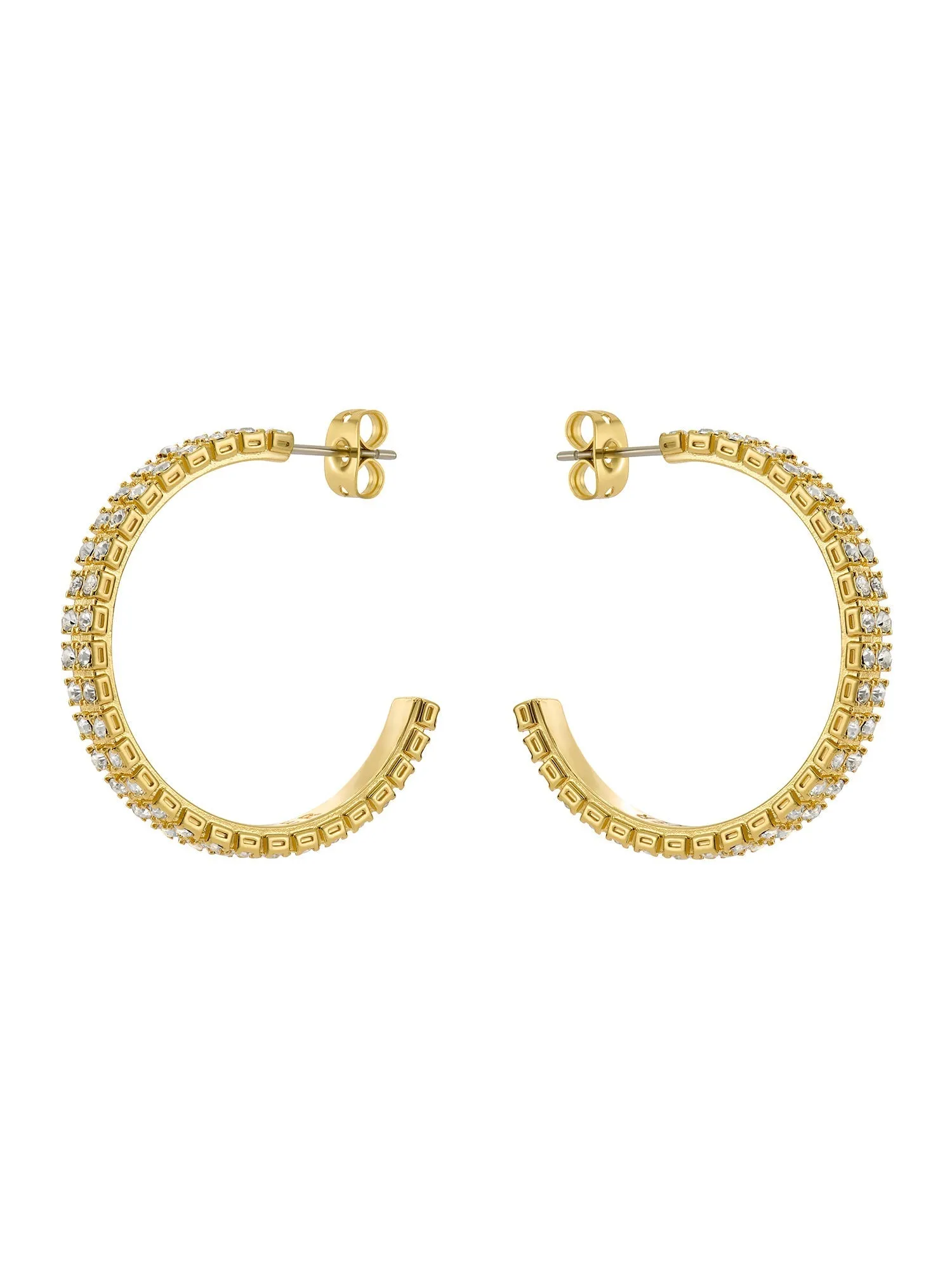 Mellia Medium Double Crystal Hoop Earring Gold