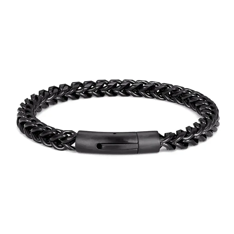 Men Punk Rock Bicycle Chain Bracelet 18k Gold Plated Stainless Steel Magnet Button Male Jewelry Gifts