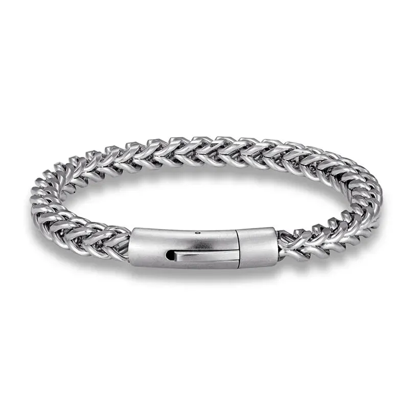 Men Punk Rock Bicycle Chain Bracelet 18k Gold Plated Stainless Steel Magnet Button Male Jewelry Gifts