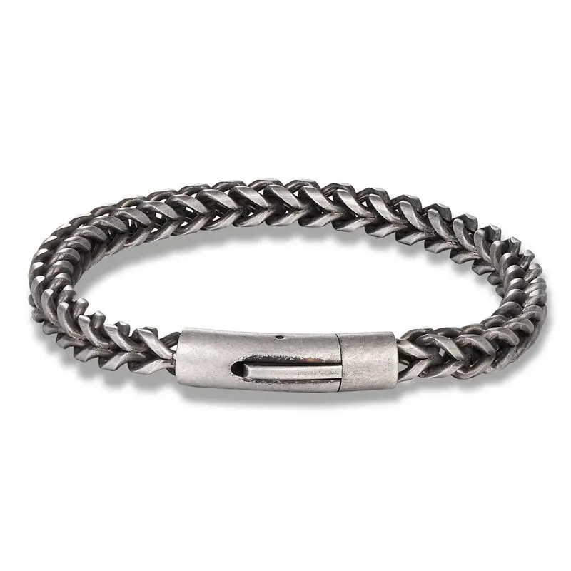 Men Punk Rock Bicycle Chain Bracelet 18k Gold Plated Stainless Steel Magnet Button Male Jewelry Gifts