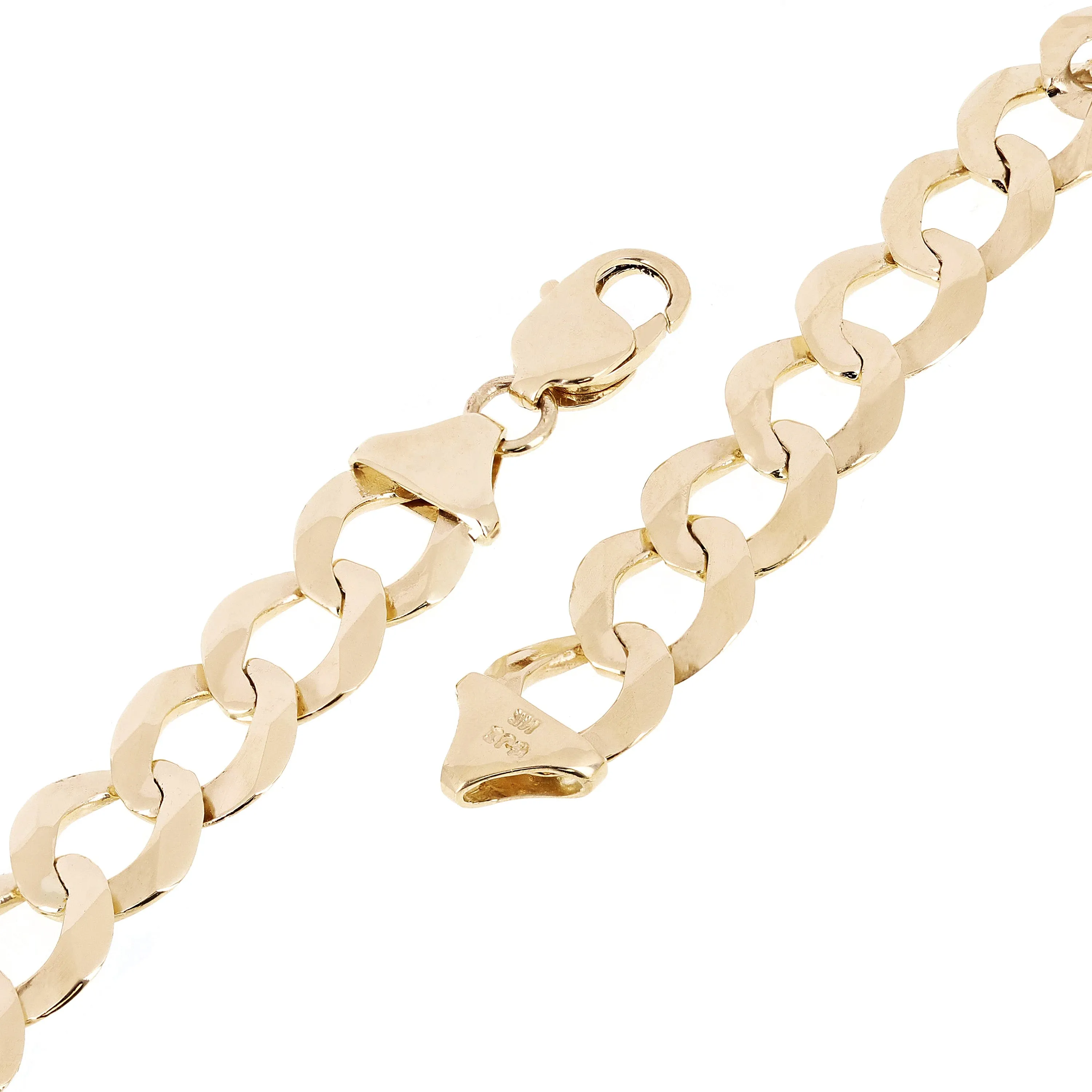 Men's 14k Solid Yellow Gold Flat Cuban Link Chain Bracelet 8" 11.5mm 22.5 grams