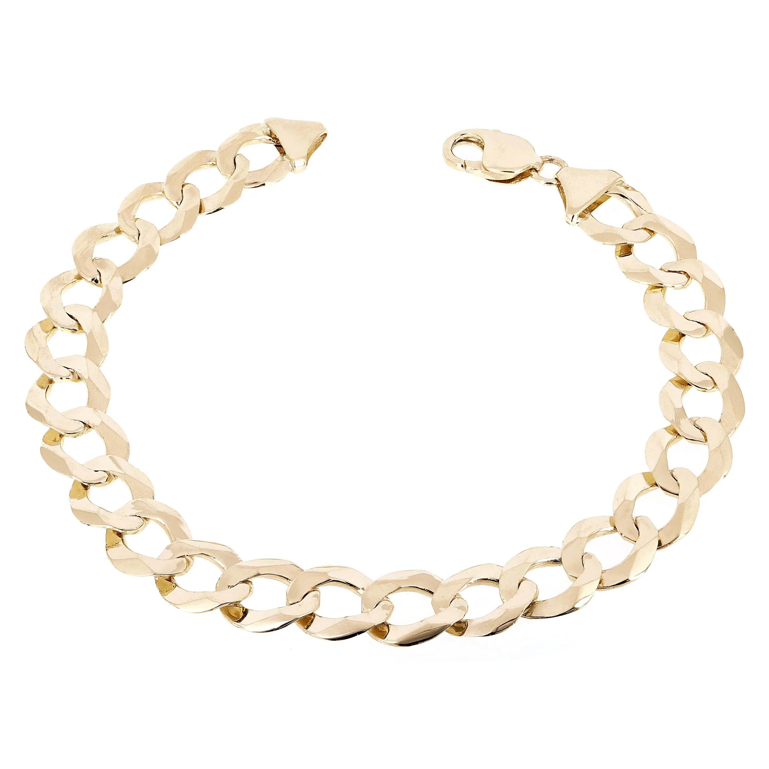 Men's 14k Solid Yellow Gold Flat Cuban Link Chain Bracelet 8" 11.5mm 22.5 grams