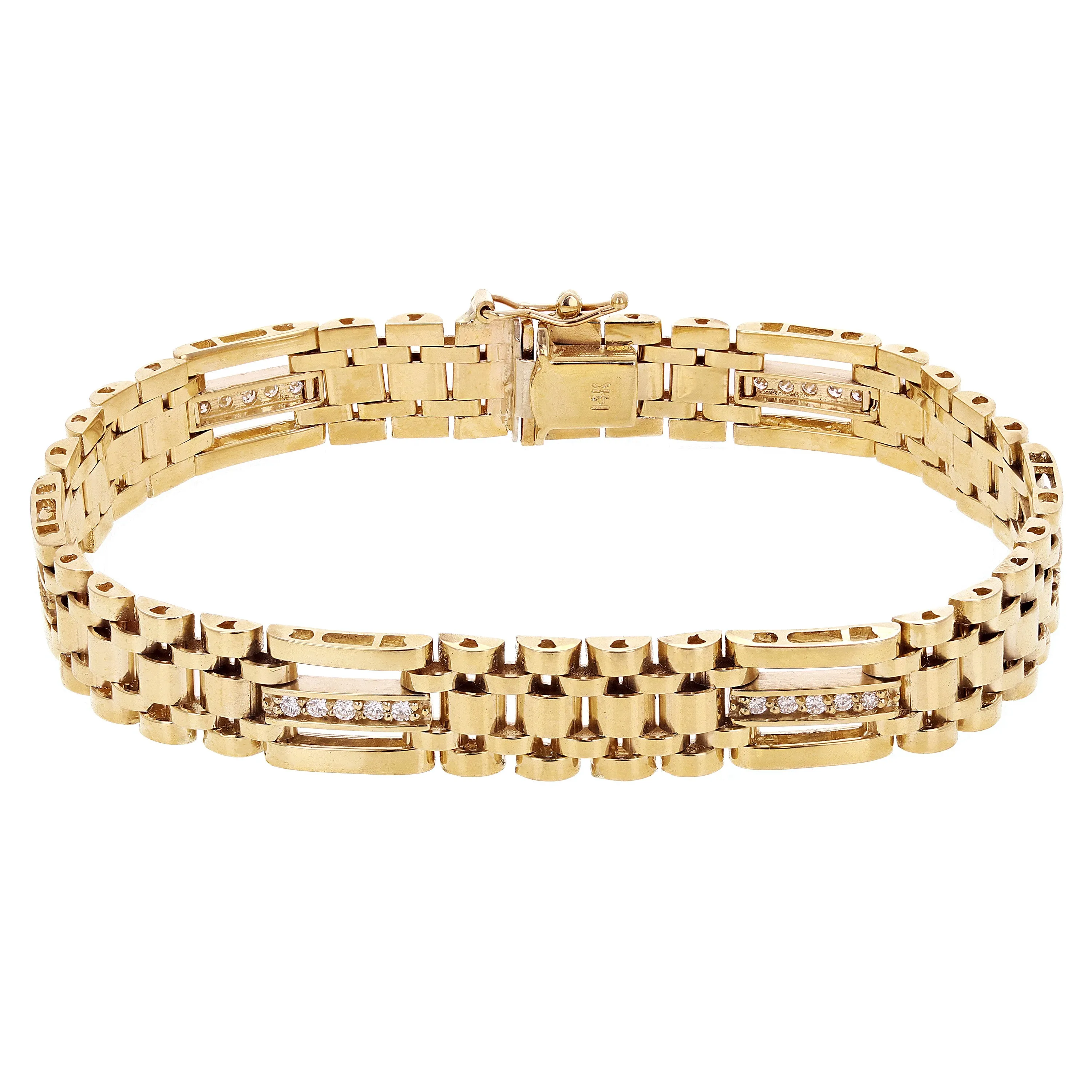 Men's 14k White Gold Diamond Watch Link Bracelet