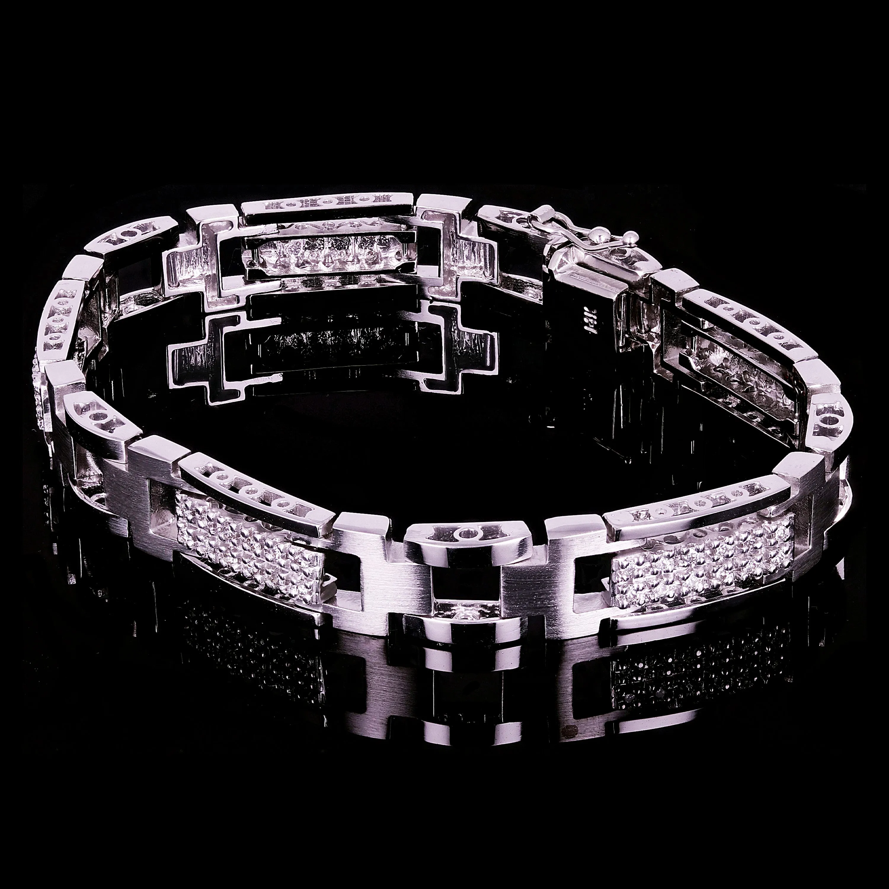 Men's 14k White Gold Diamond Watch Link Bracelet