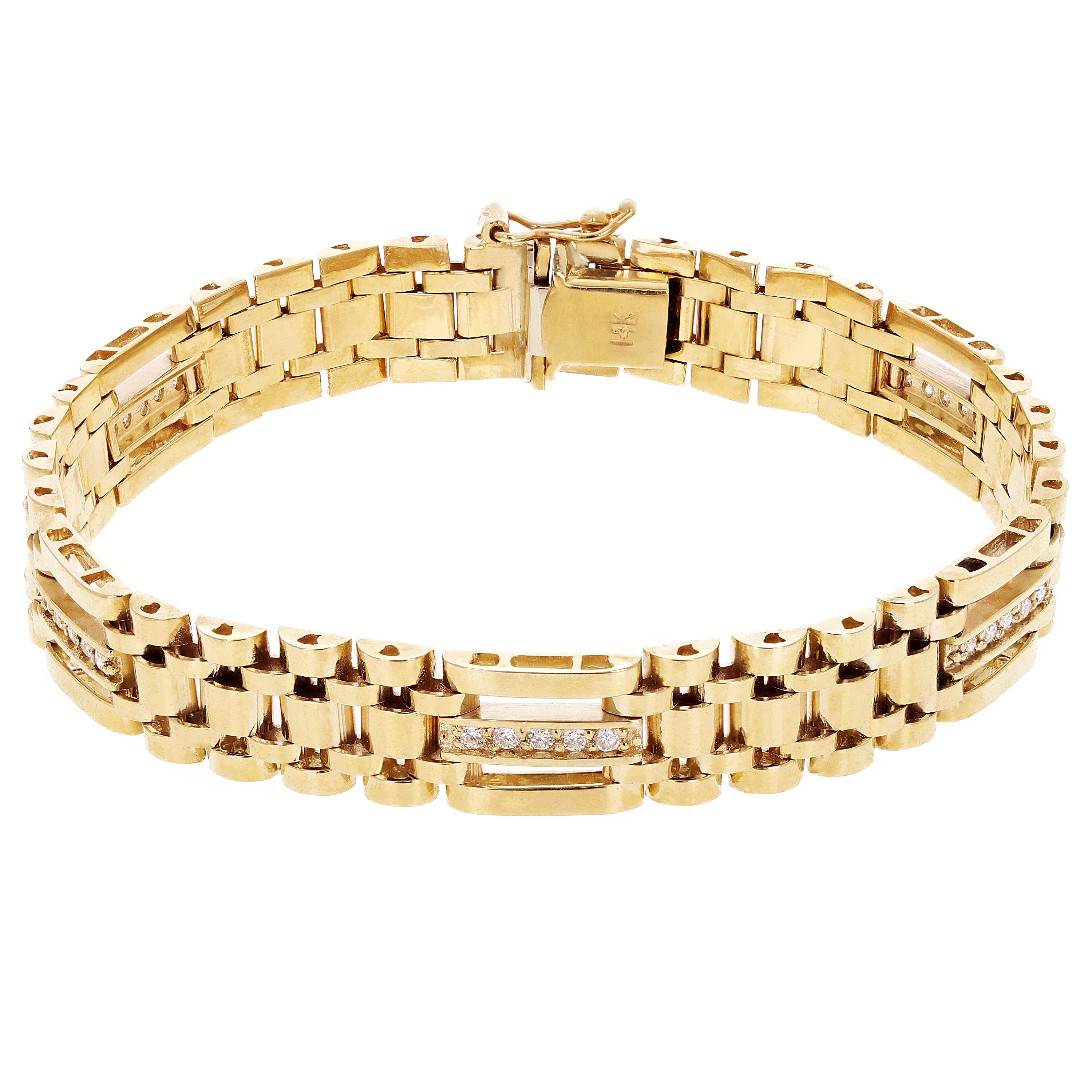 Men's 14k White Gold Diamond Watch Link Bracelet