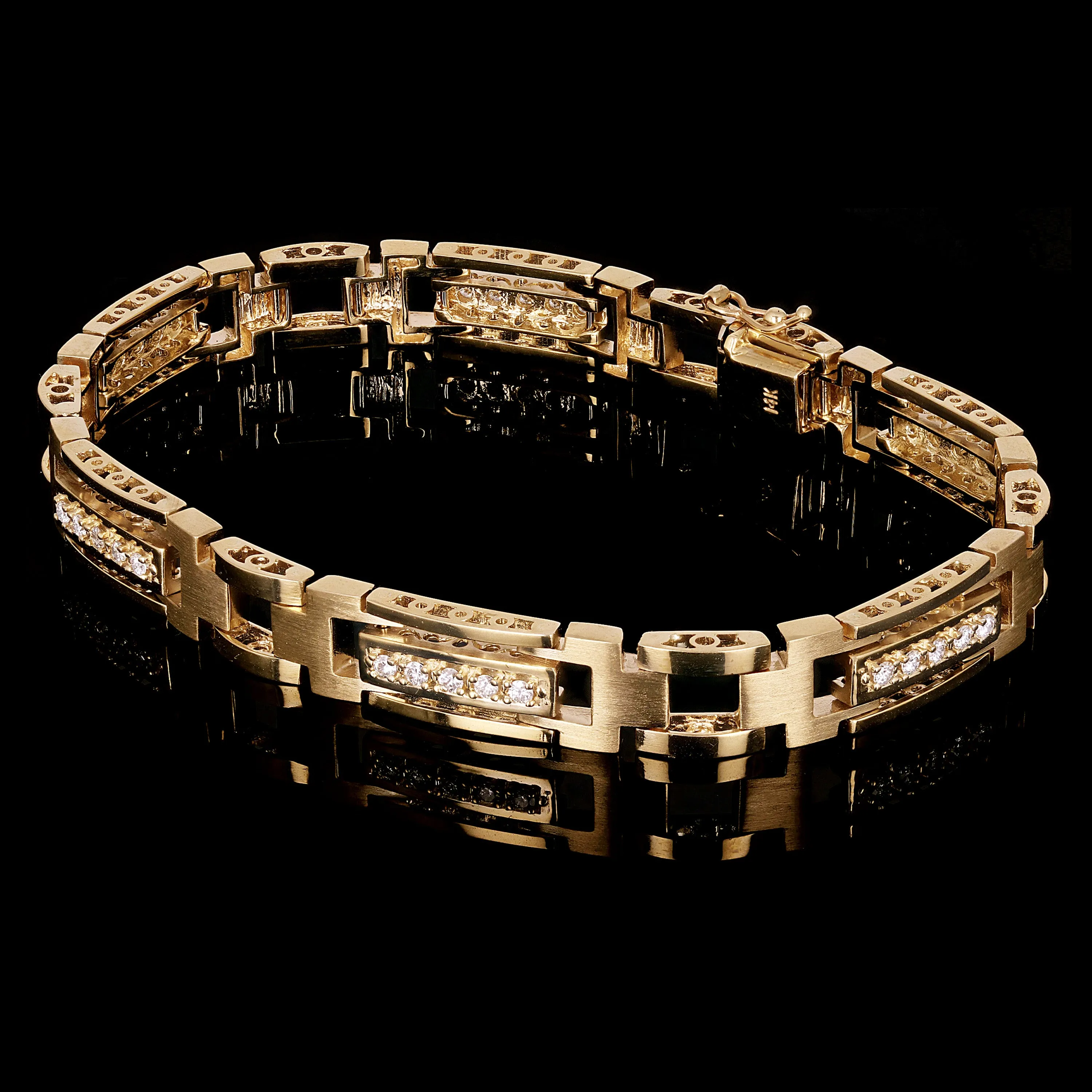 Men's 14k White Gold Diamond Watch Link Bracelet