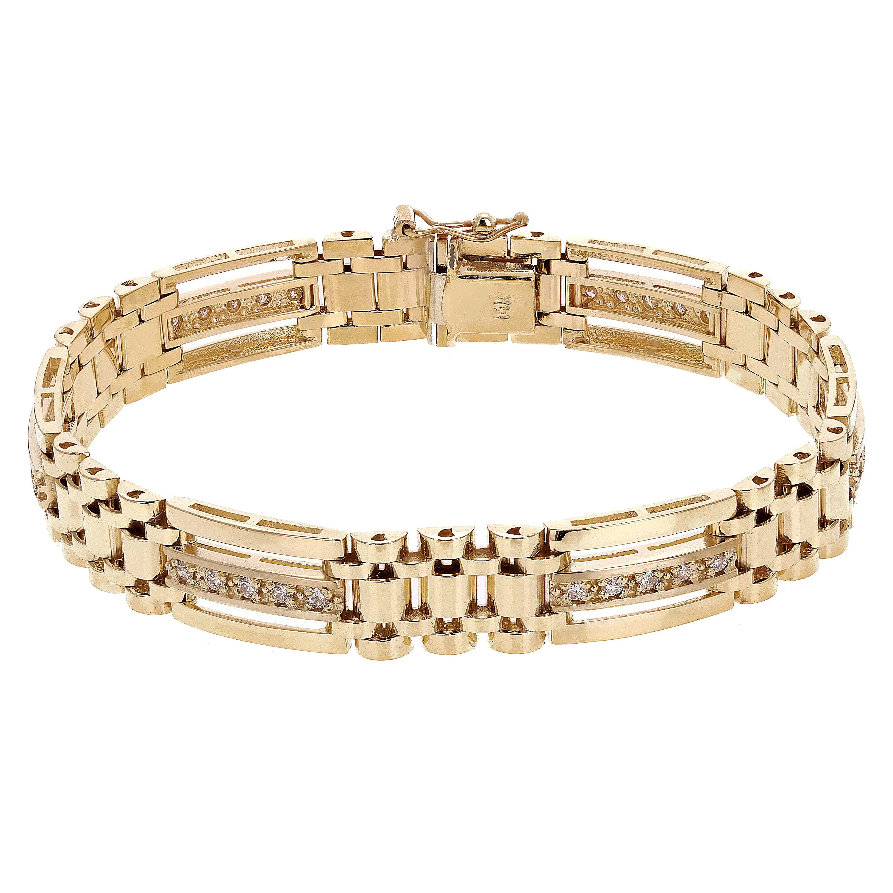 Men's 14k White Gold Diamond Watch Link Bracelet
