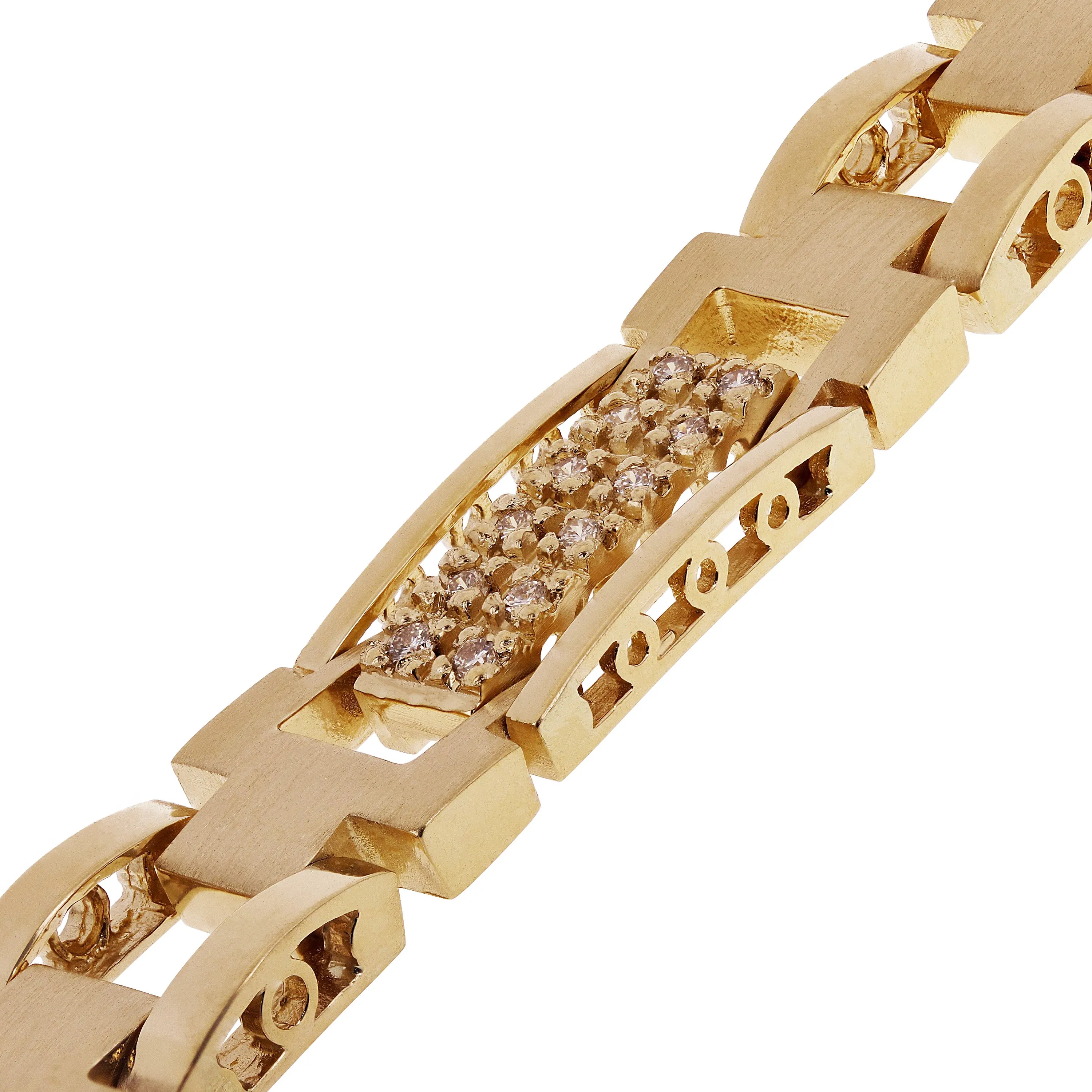 Men's 14k White Gold Diamond Watch Link Bracelet