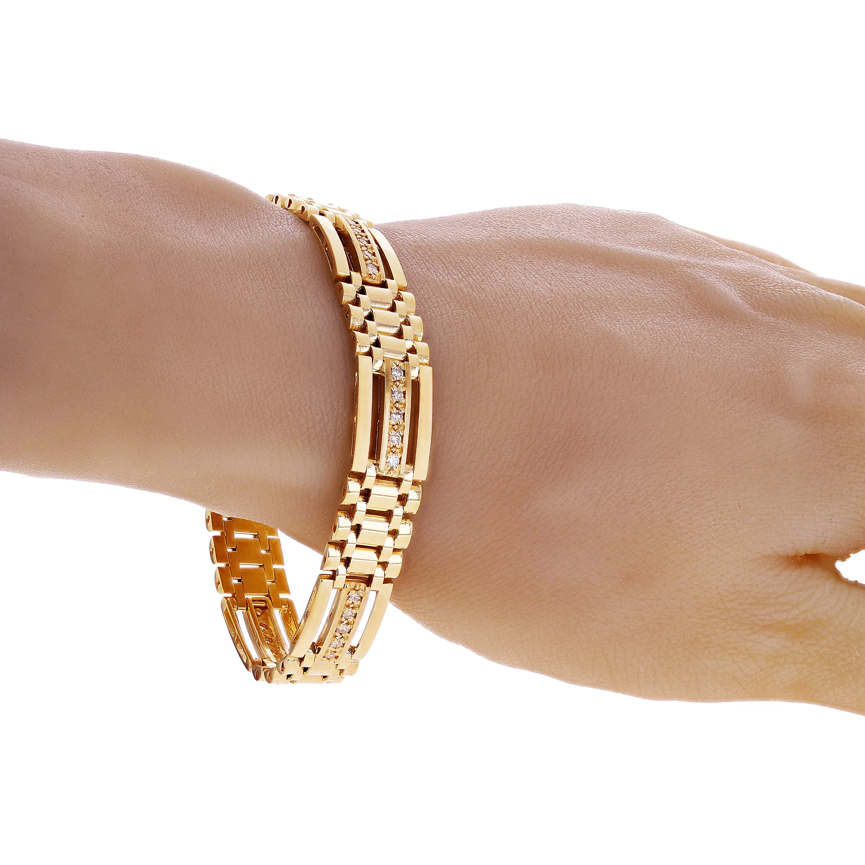 Men's 14k White Gold Diamond Watch Link Bracelet
