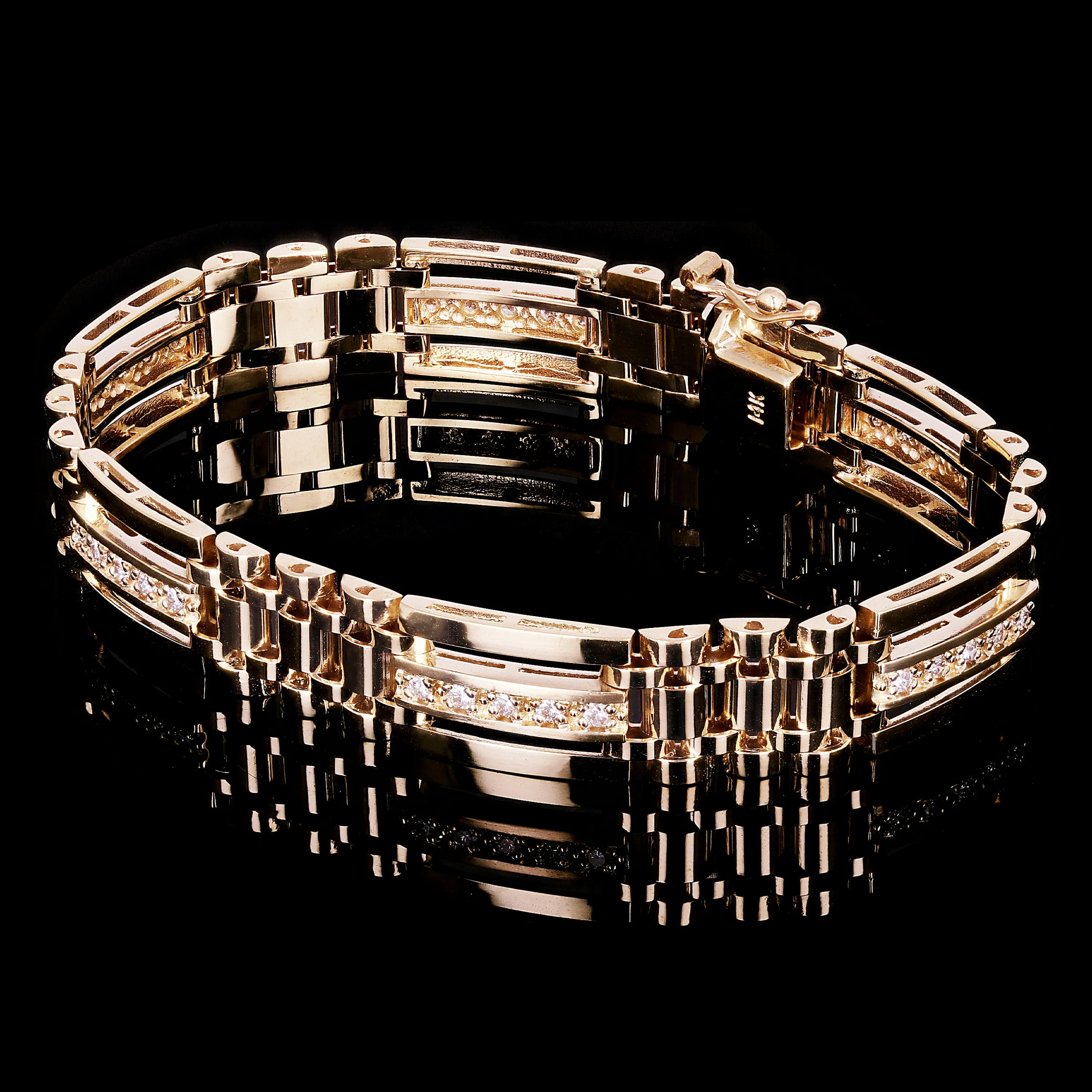 Men's 14k White Gold Diamond Watch Link Bracelet