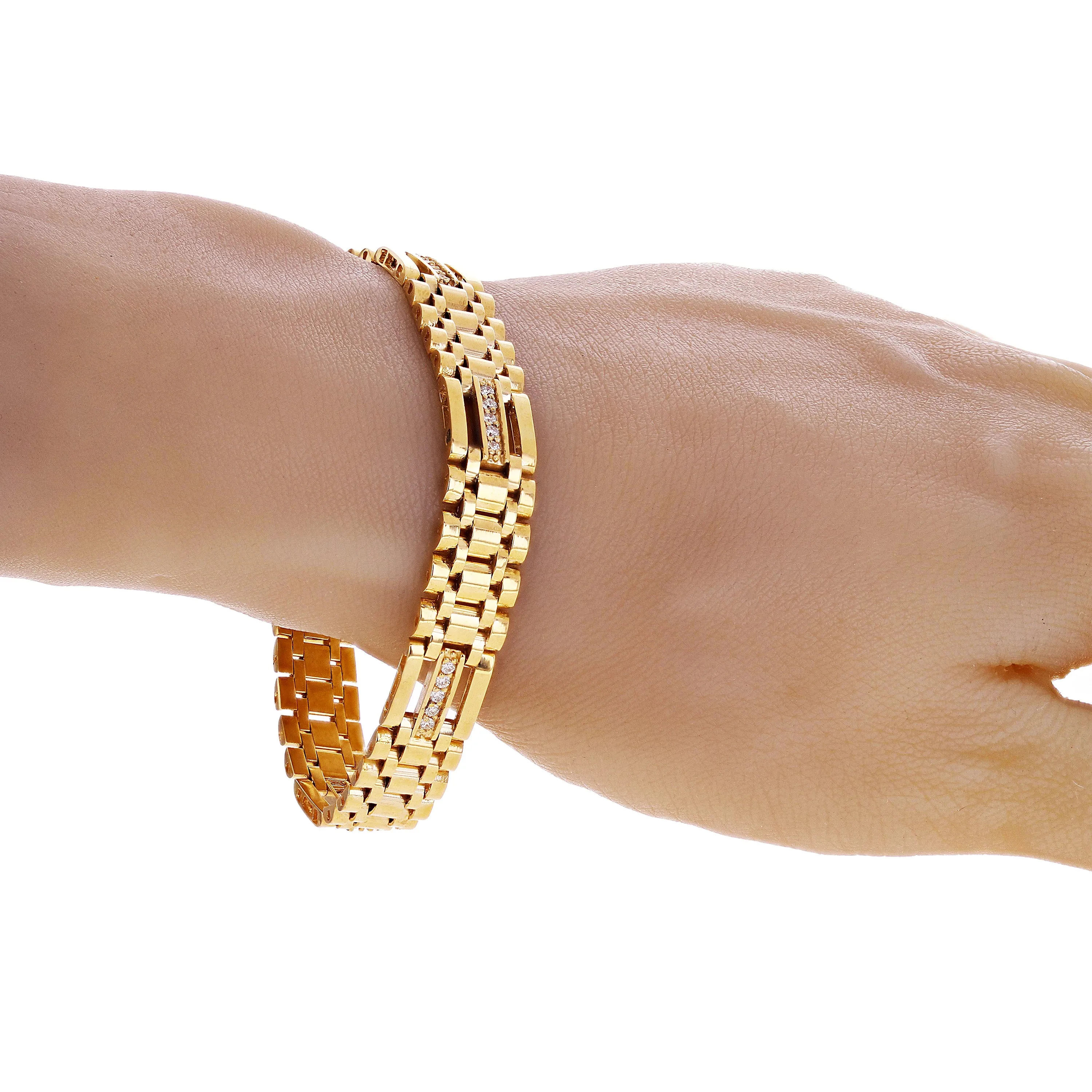 Men's 14k White Gold Diamond Watch Link Bracelet