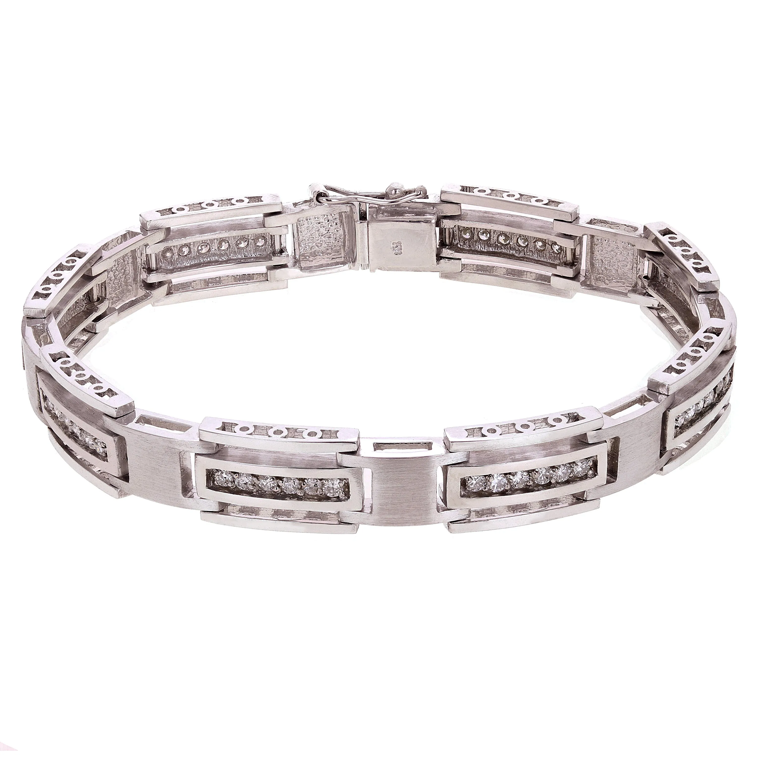 Men's 14k White Gold Diamond Watch Link Bracelet