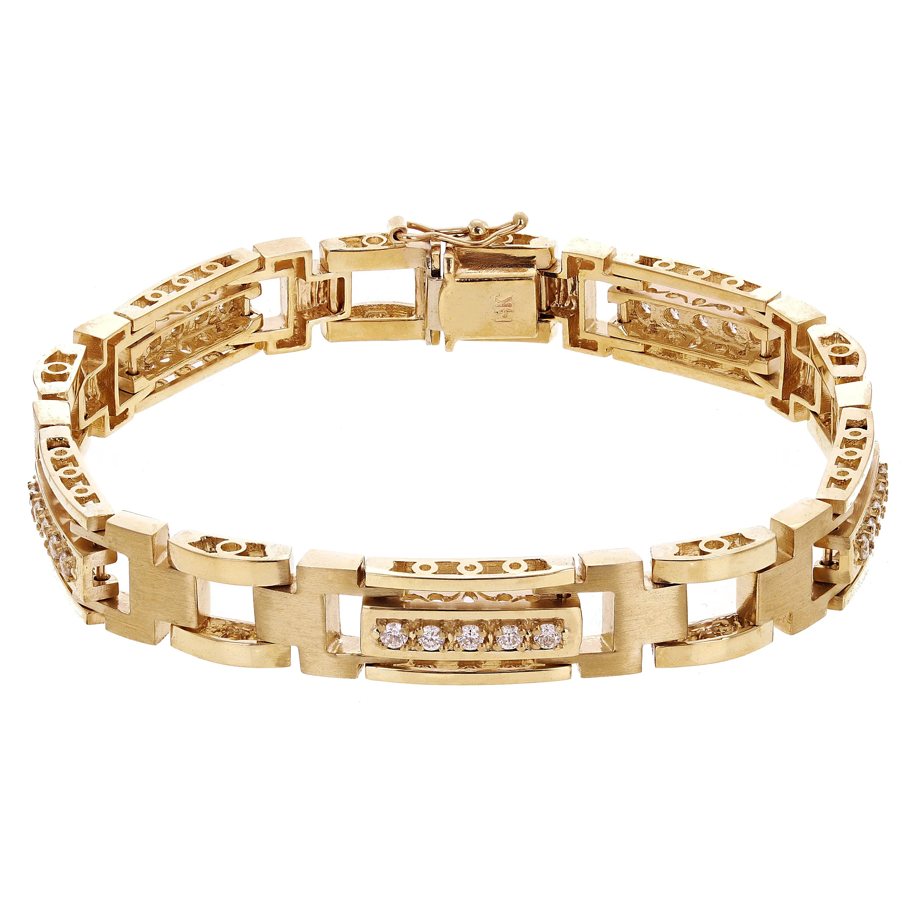 Men's 14k White Gold Diamond Watch Link Bracelet