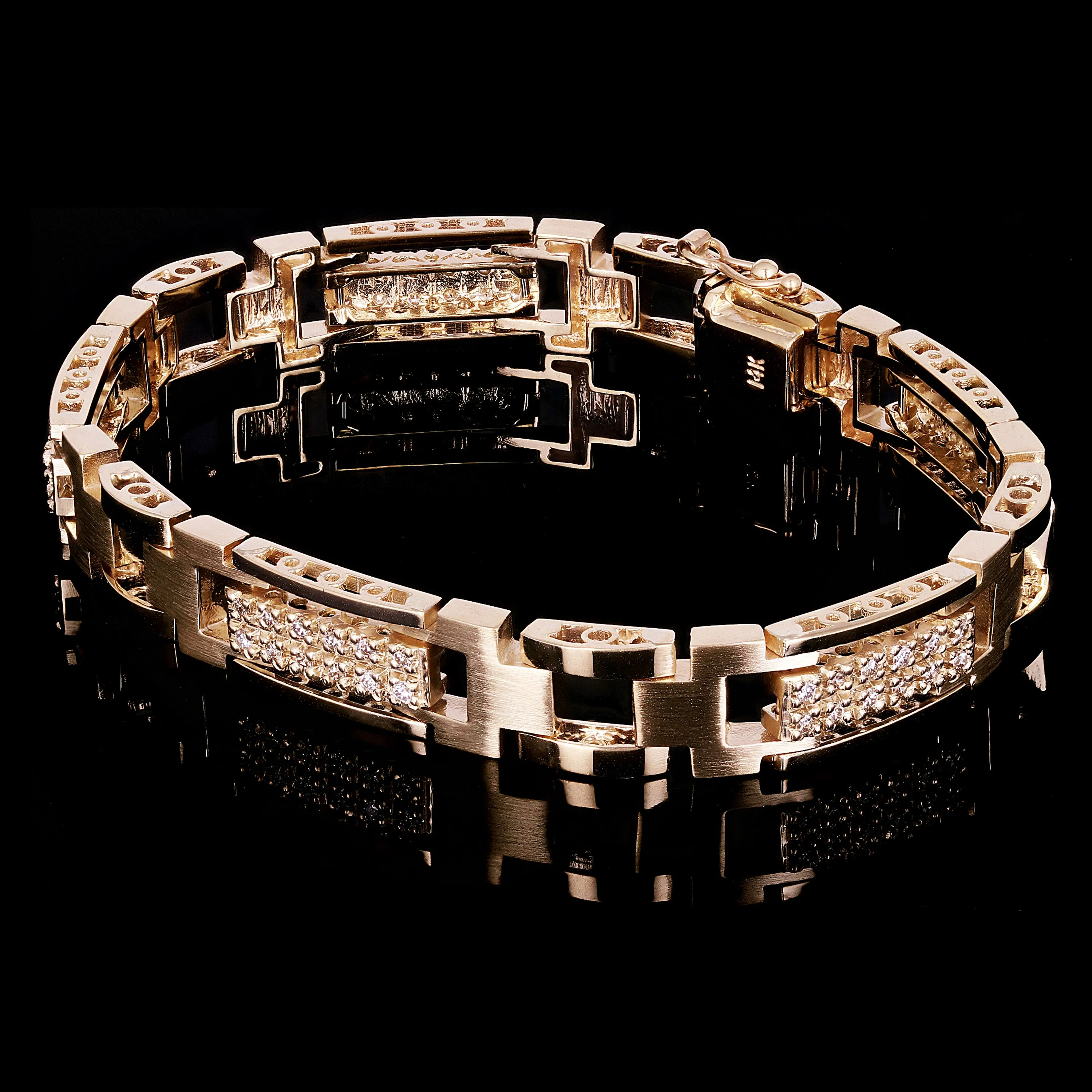 Men's 14k White Gold Diamond Watch Link Bracelet