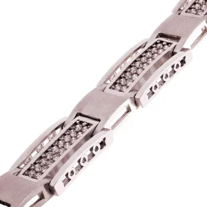 Men's 14k White Gold Diamond Watch Link Bracelet