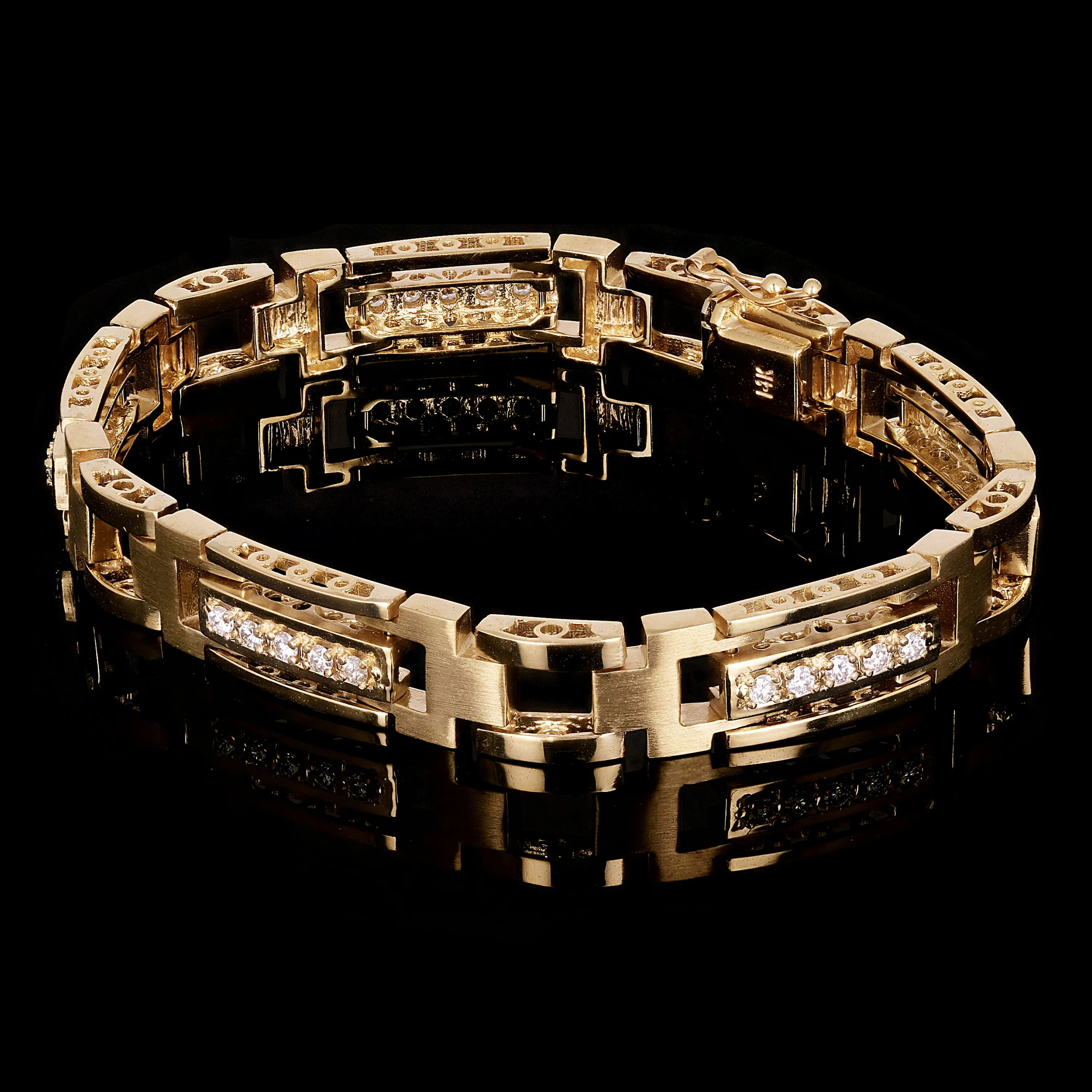 Men's 14k White Gold Diamond Watch Link Bracelet