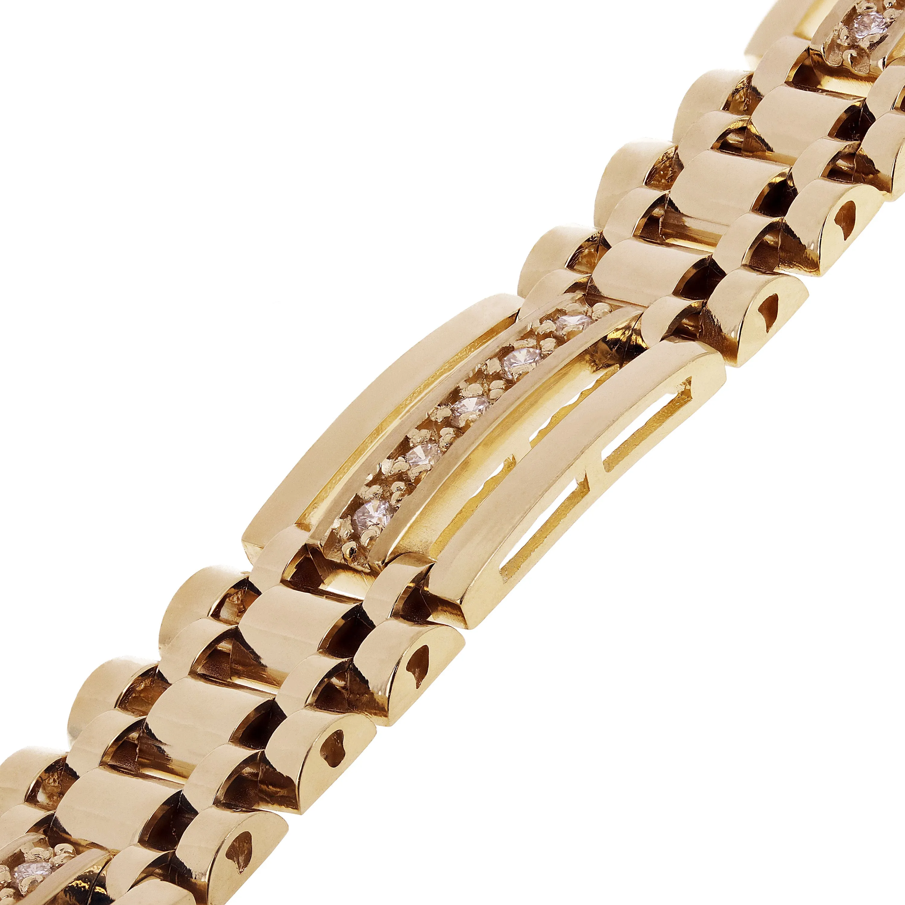 Men's 14k White Gold Diamond Watch Link Bracelet