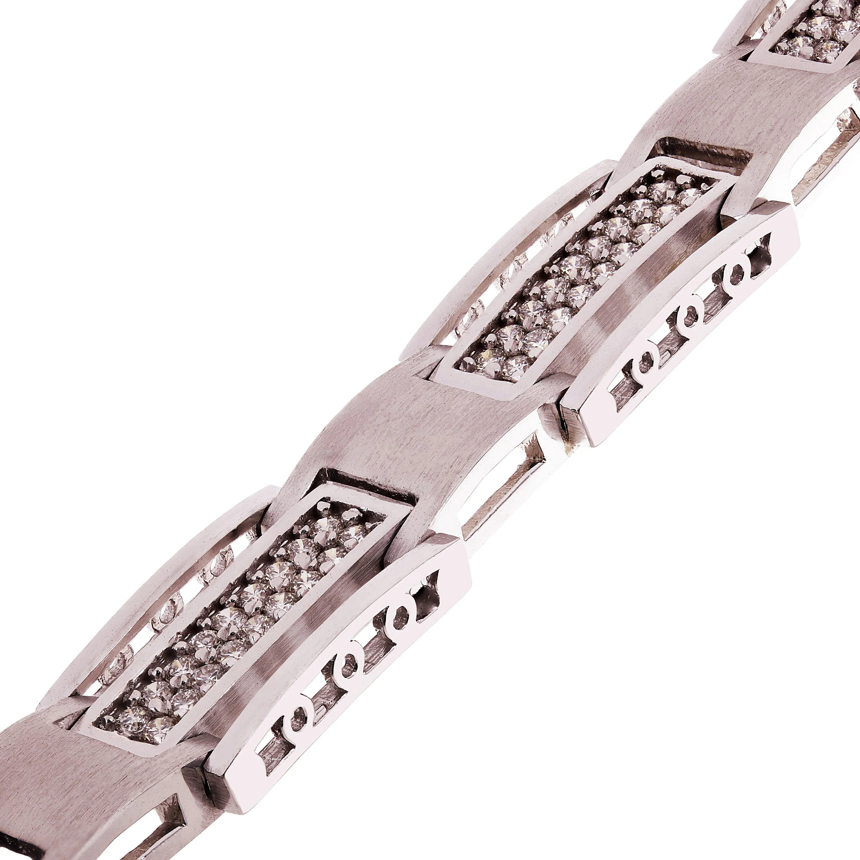 Men's 14k White Gold Diamond Watch Link Bracelet
