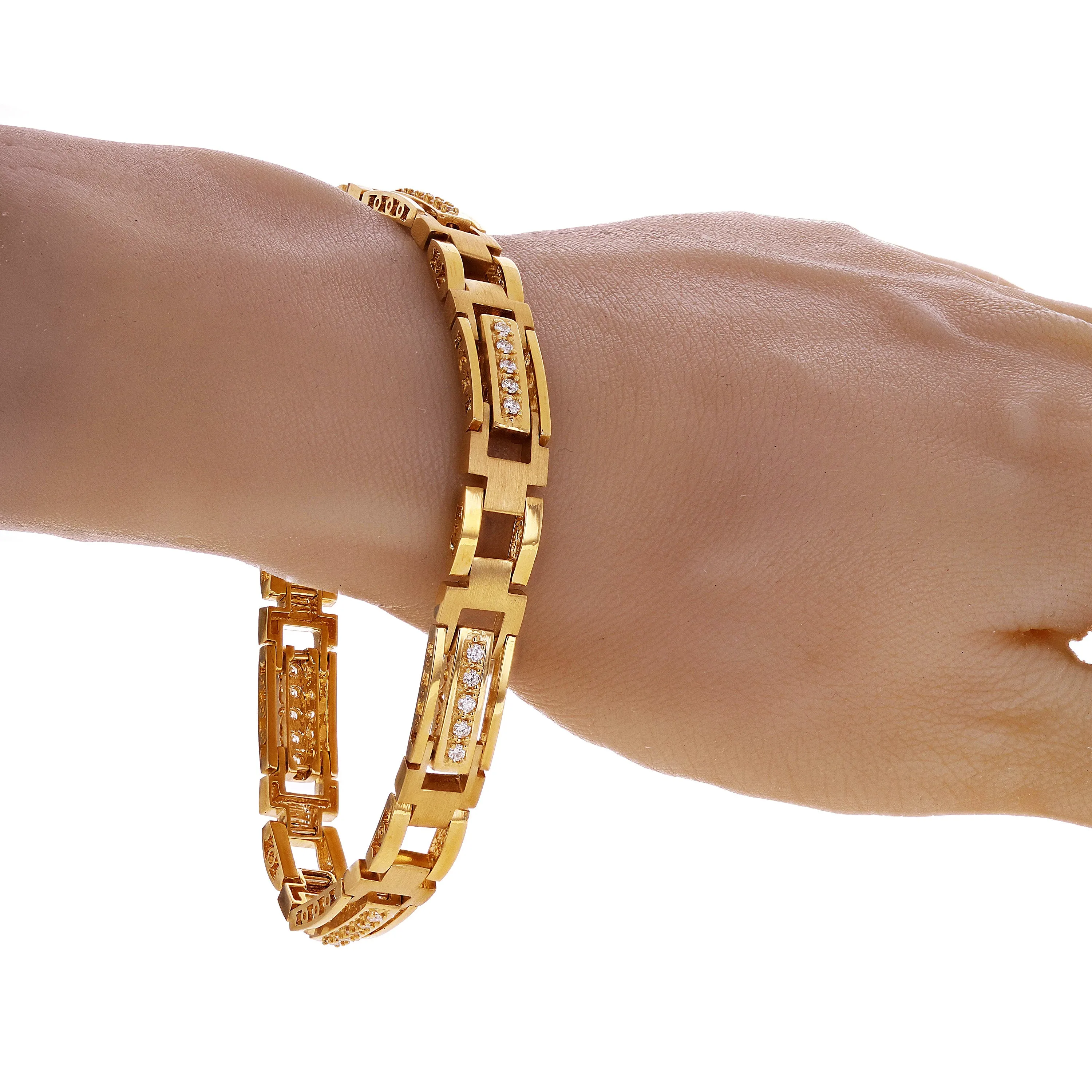 Men's 14k White Gold Diamond Watch Link Bracelet